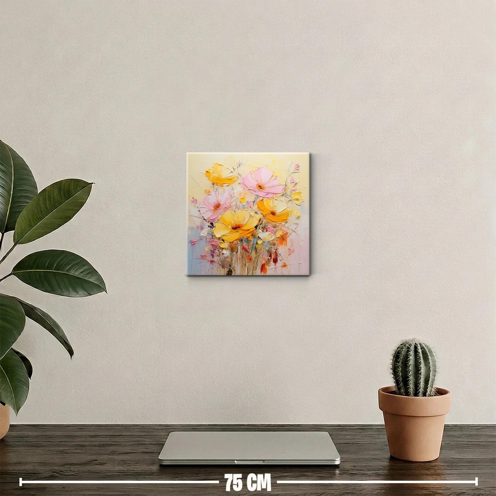 Cuadro decorativo ramo de flores en tonos cálidos y pastel — miniatura 2