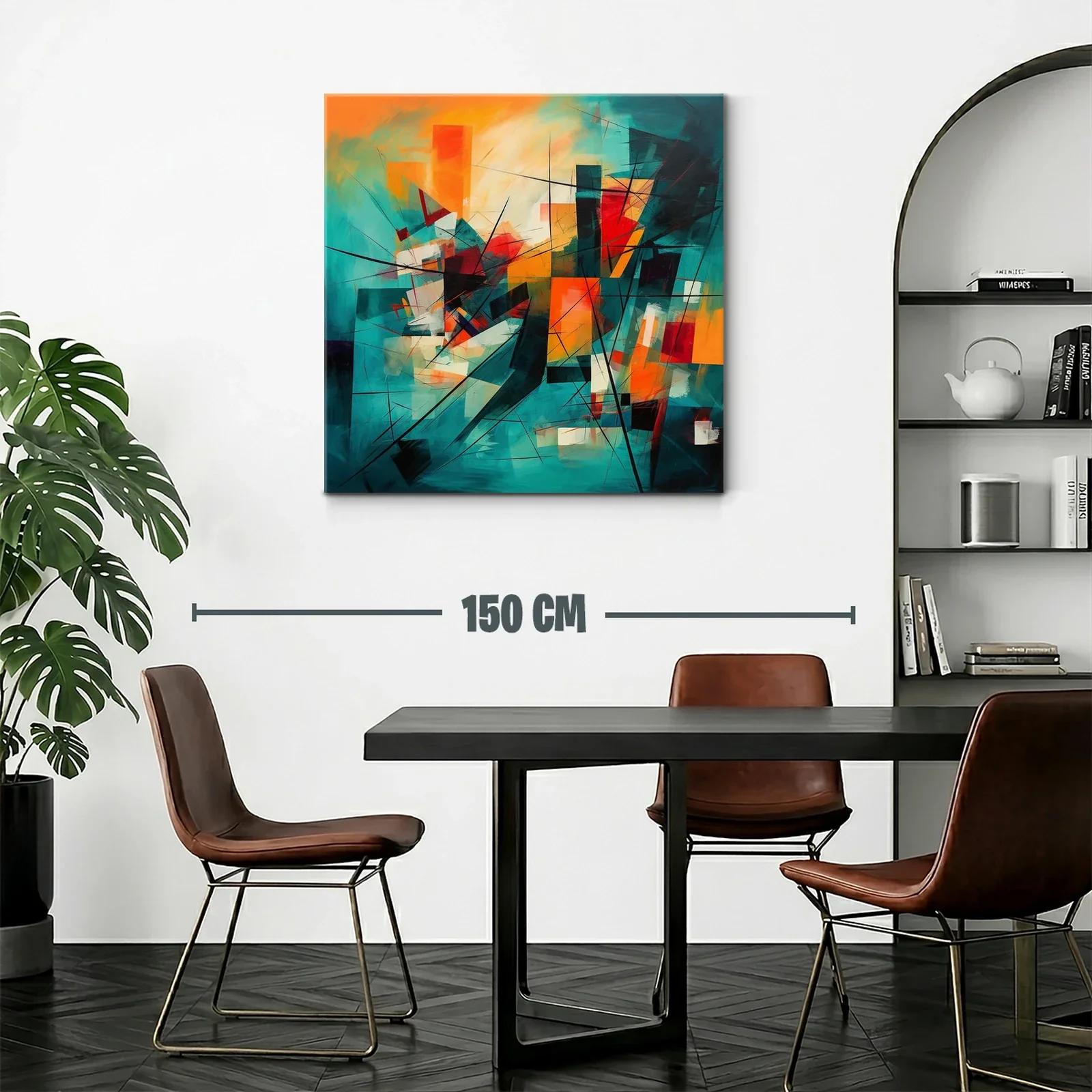 Cuadro abstracto vibrante con formas y líneas dinámicas — miniatura 2