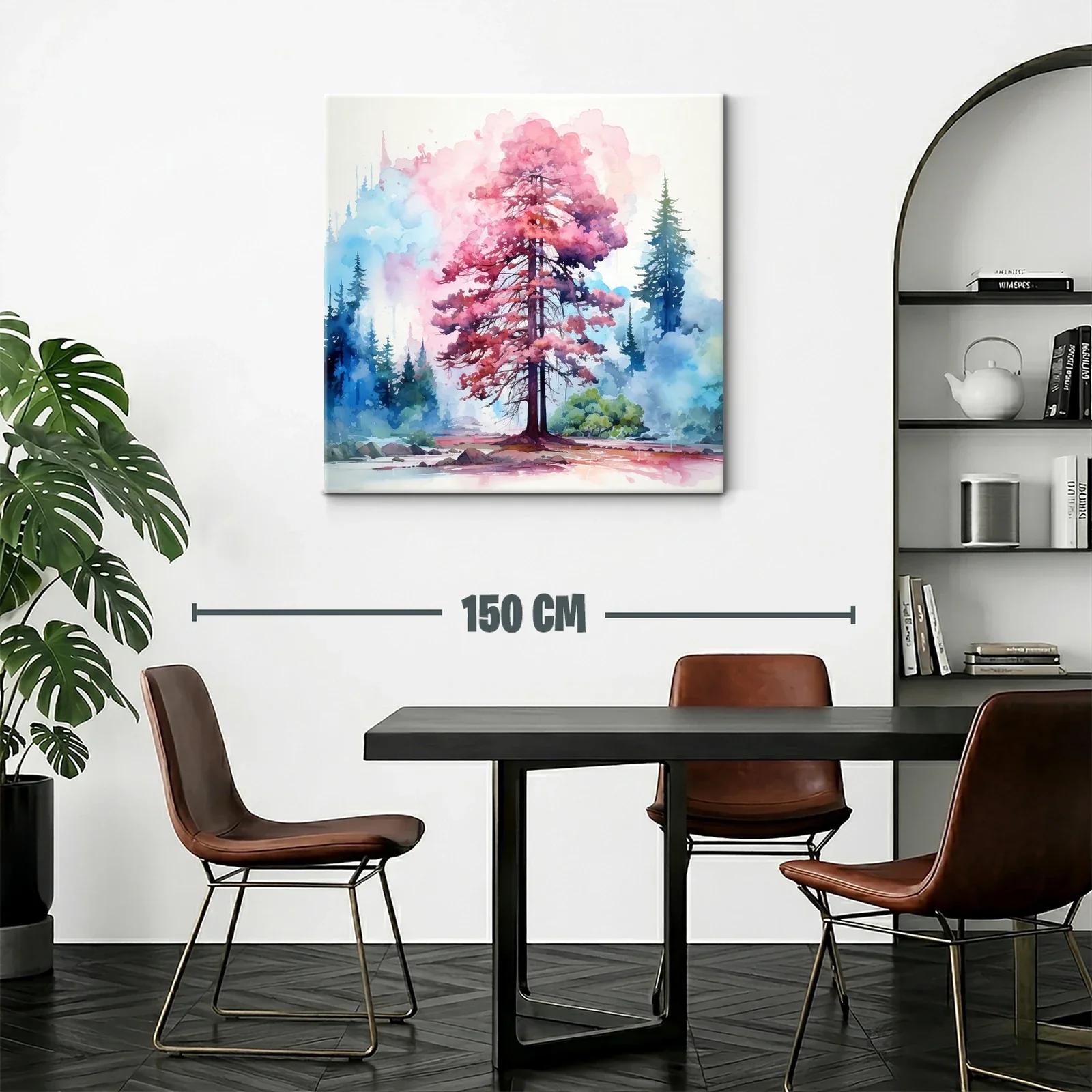 Árbol en tonos rosas y azules con efecto acuarela — miniatura 2