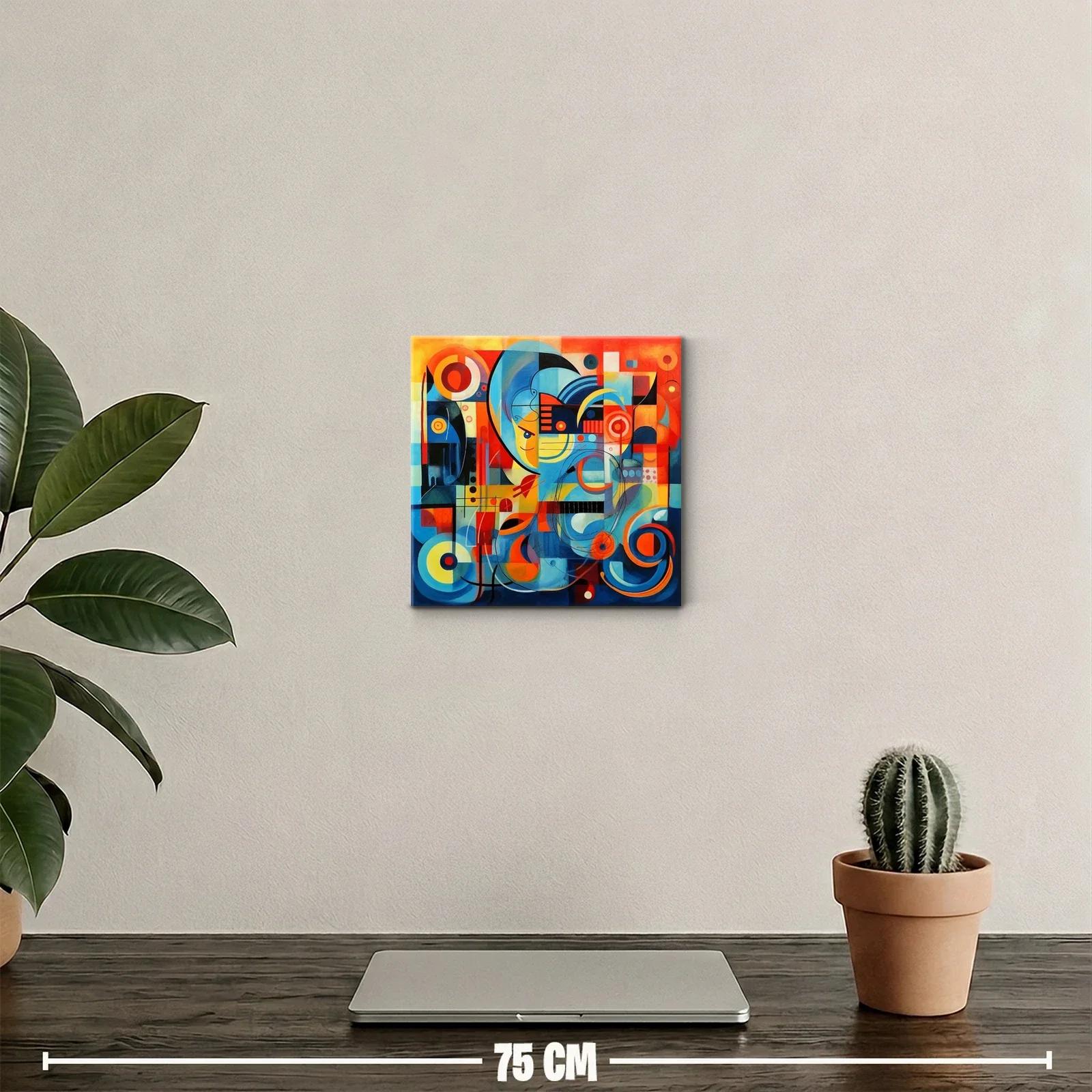 Composición abstracta vibrante con tonos cálidos y fríos — miniatura 2