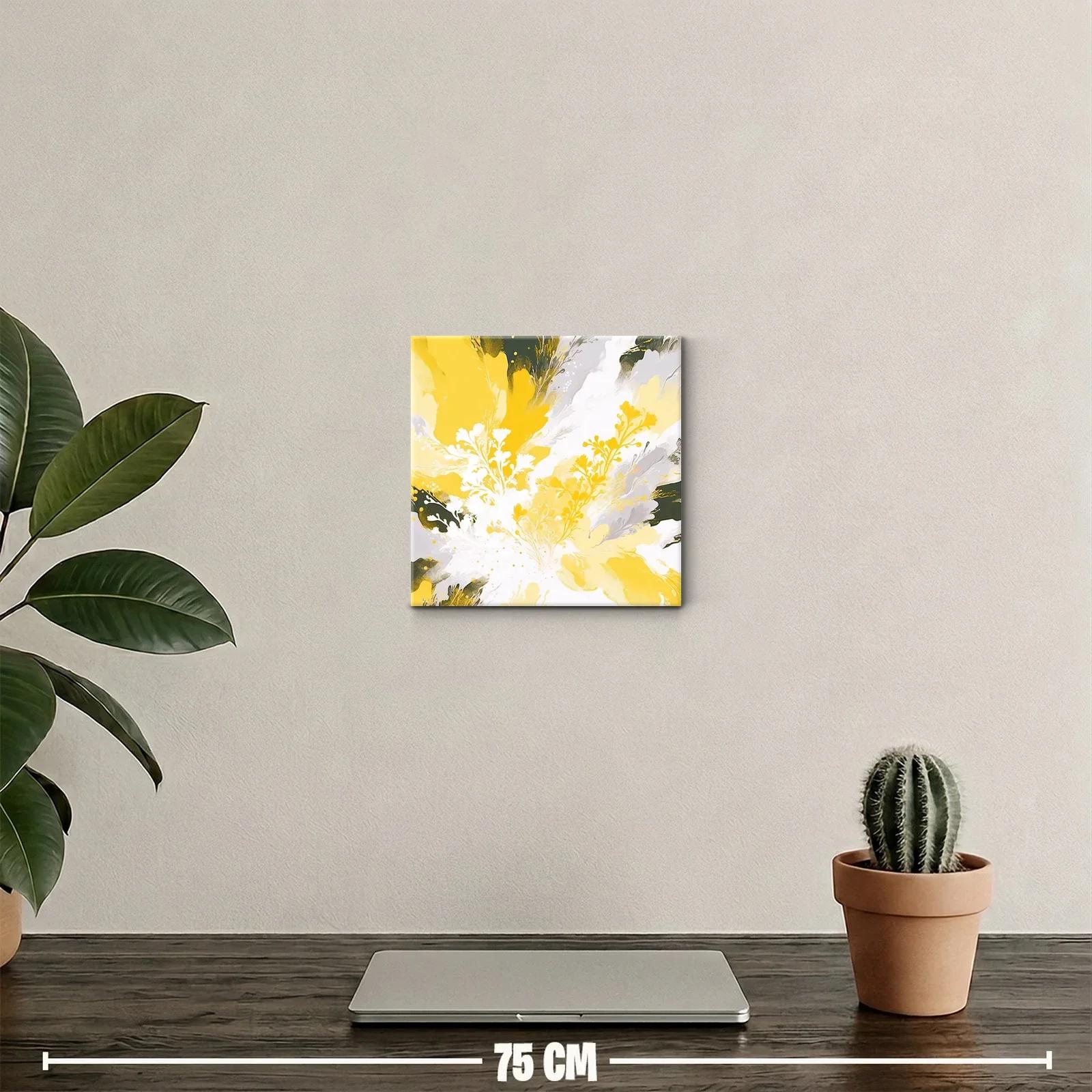 Cuadro decorativo floral en tonos amarillos y blancos — miniatura 2