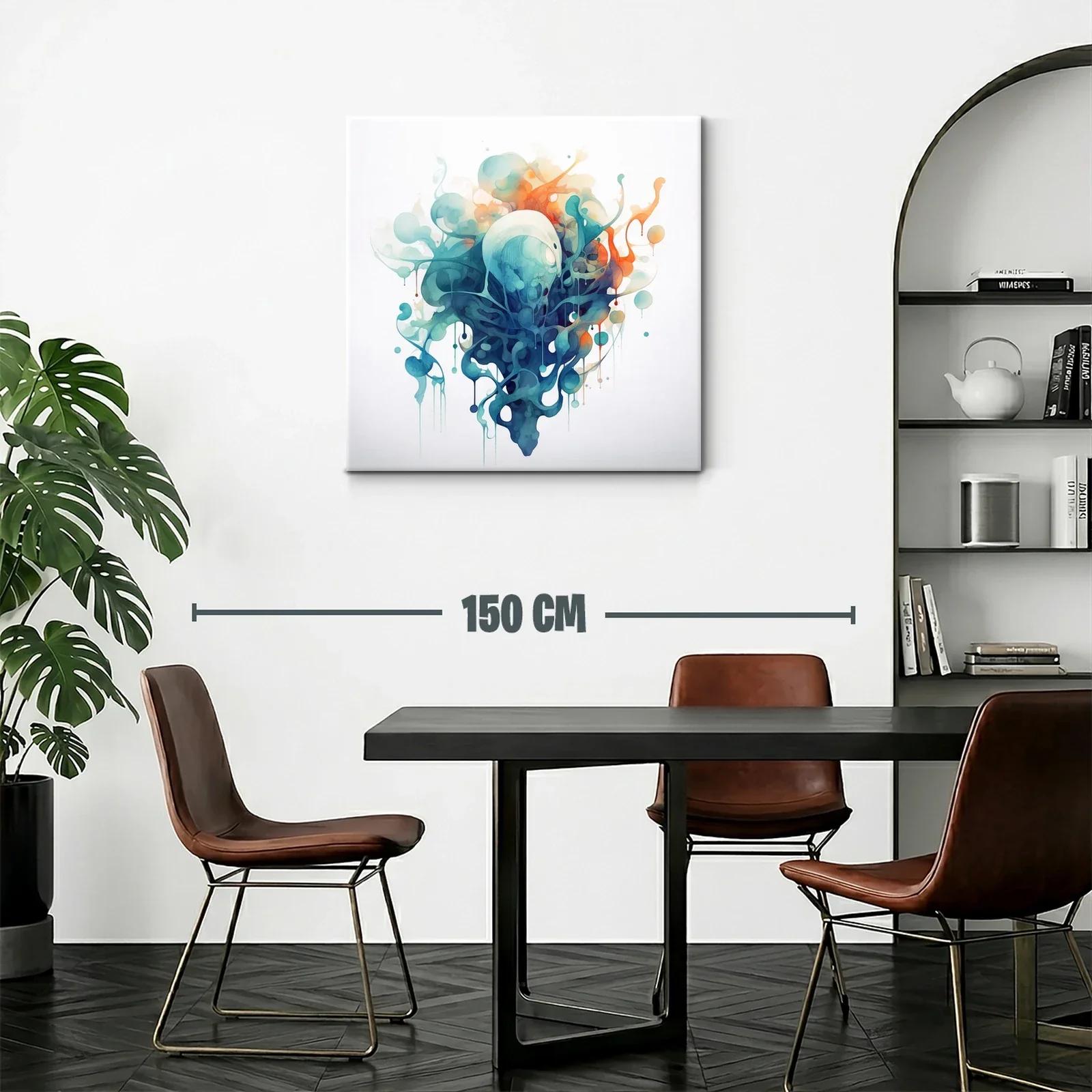 Composición abstracta con formas fluidas y tonos cálidos y fríos — miniatura 2