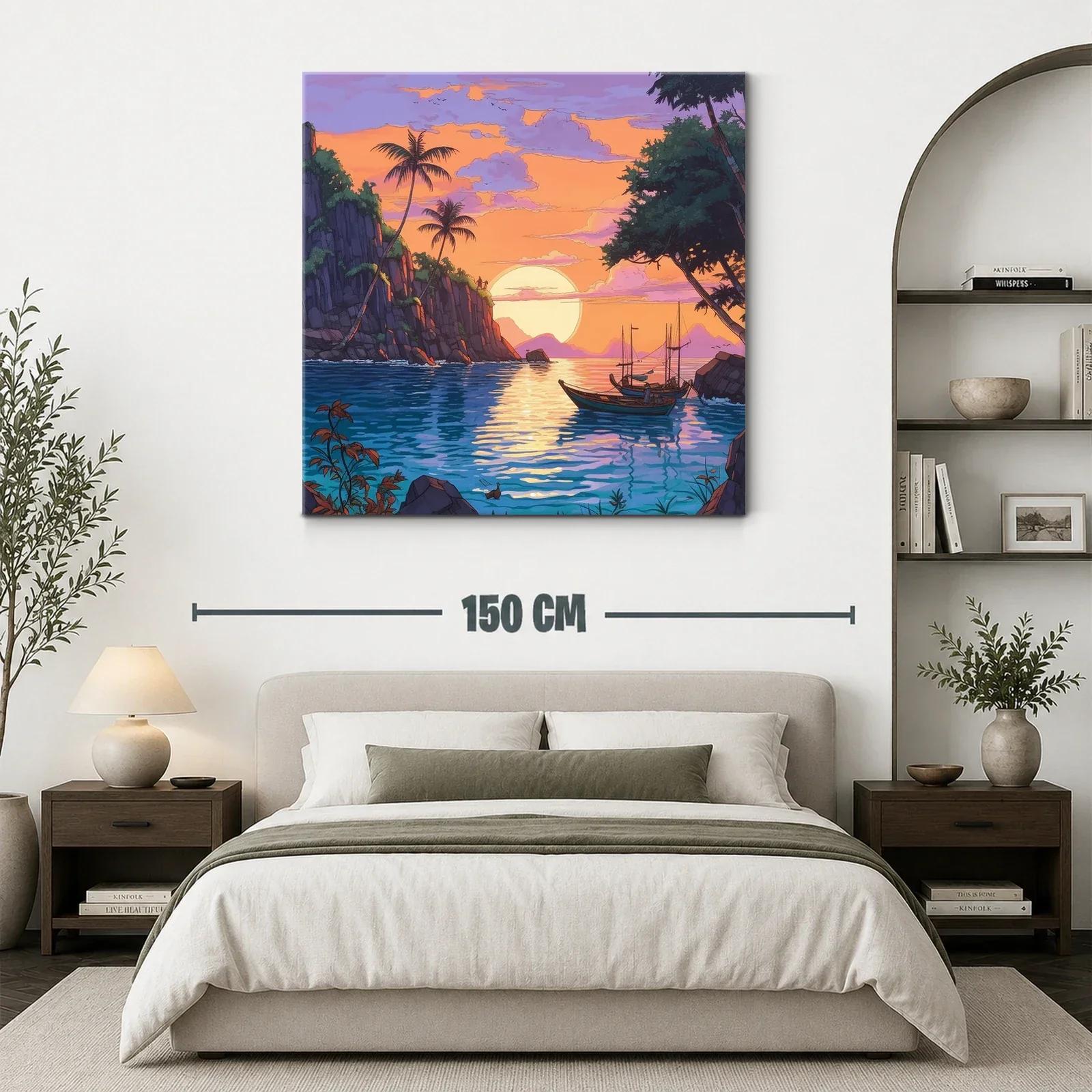 Atardecer tropical con barcas en paisajes serenos — miniatura 3