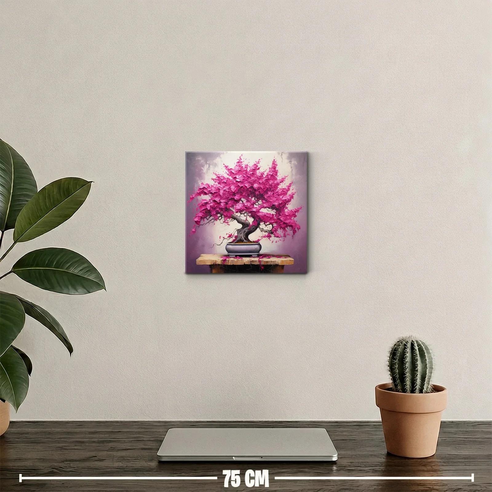 Cuadro decorativo con bonsái de hojas fucsias vibrantes — miniatura 2