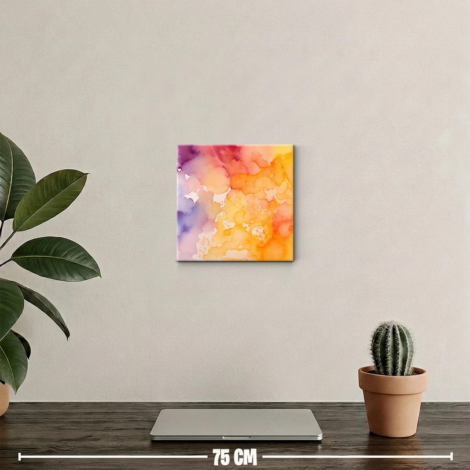 Cuadro abstracto en tonos cálidos y violetas vibrantes — miniatura 2