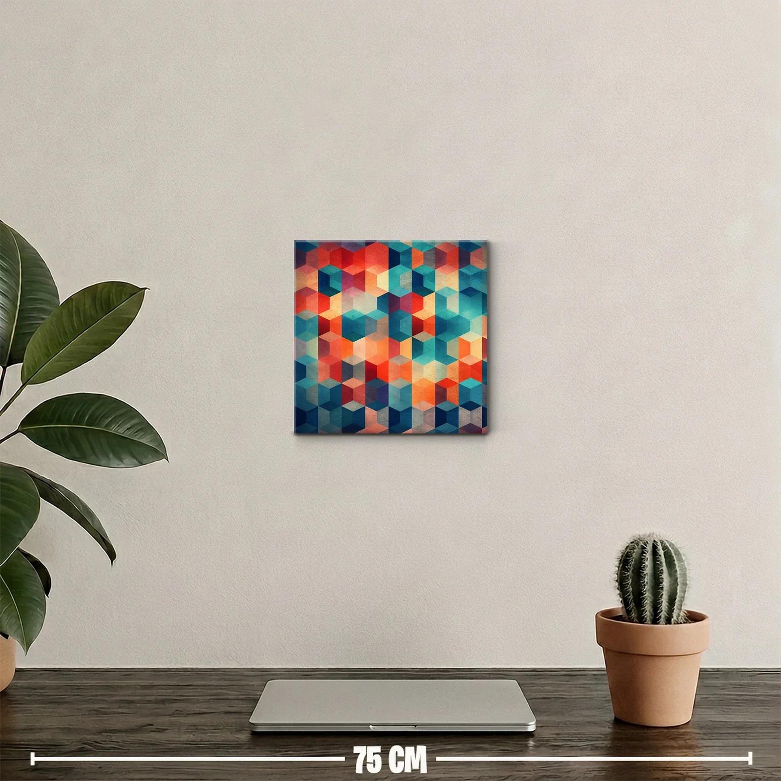 Cuadro abstracto con patrones geométricos y tonos vibrantes — miniatura 2