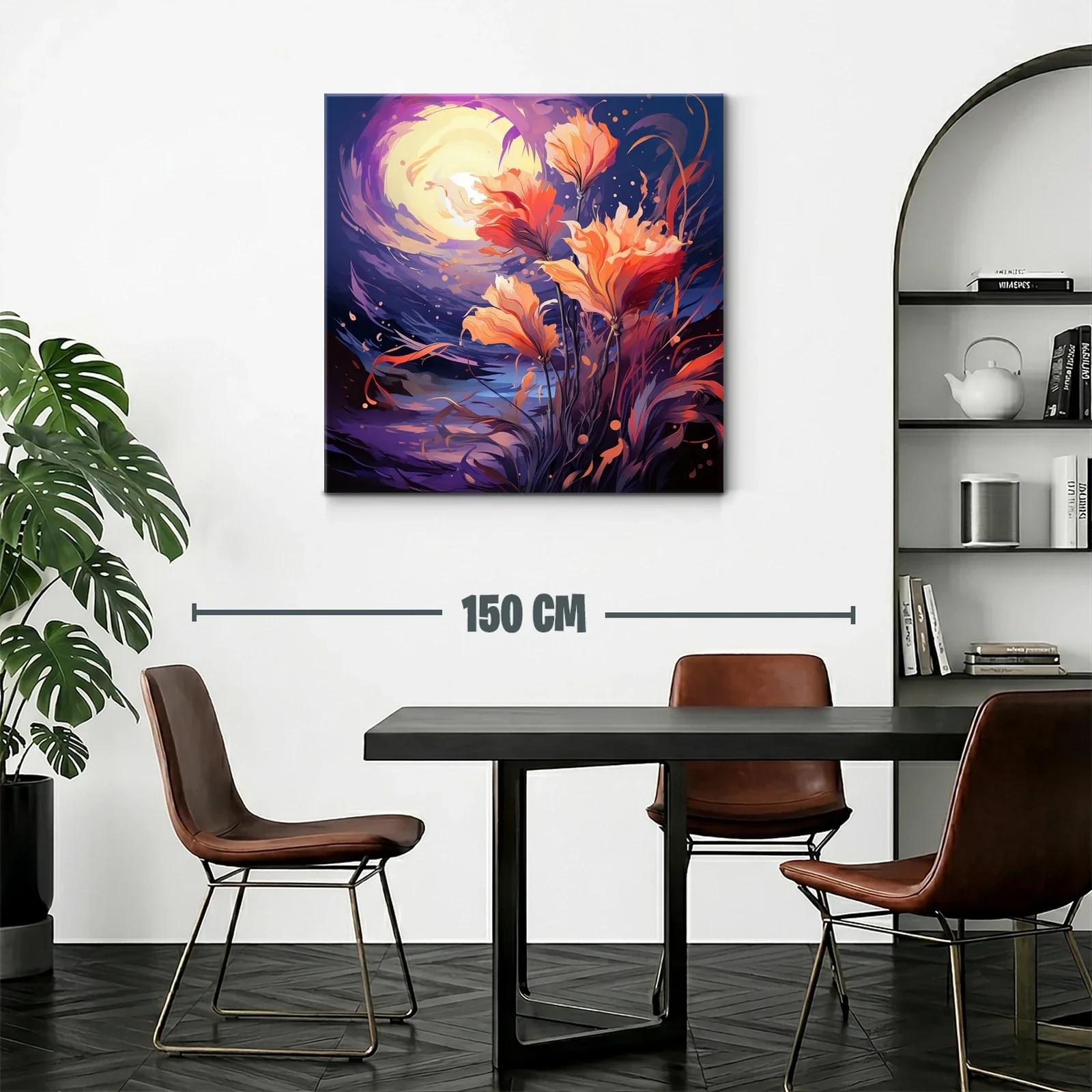 Flores vibrantes bajo un cielo nocturno iluminado — miniatura 2