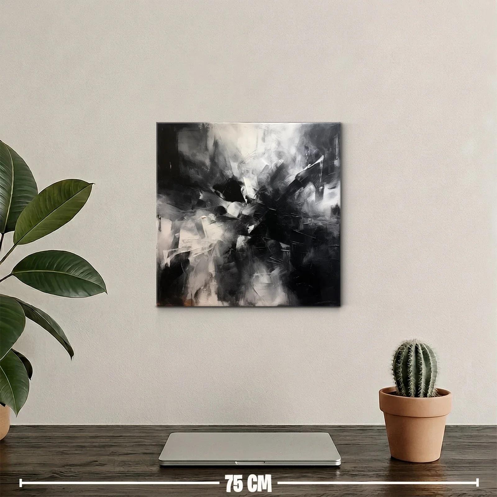 Cuadro abstracto en blanco y negro con impacto visual — miniatura 2
