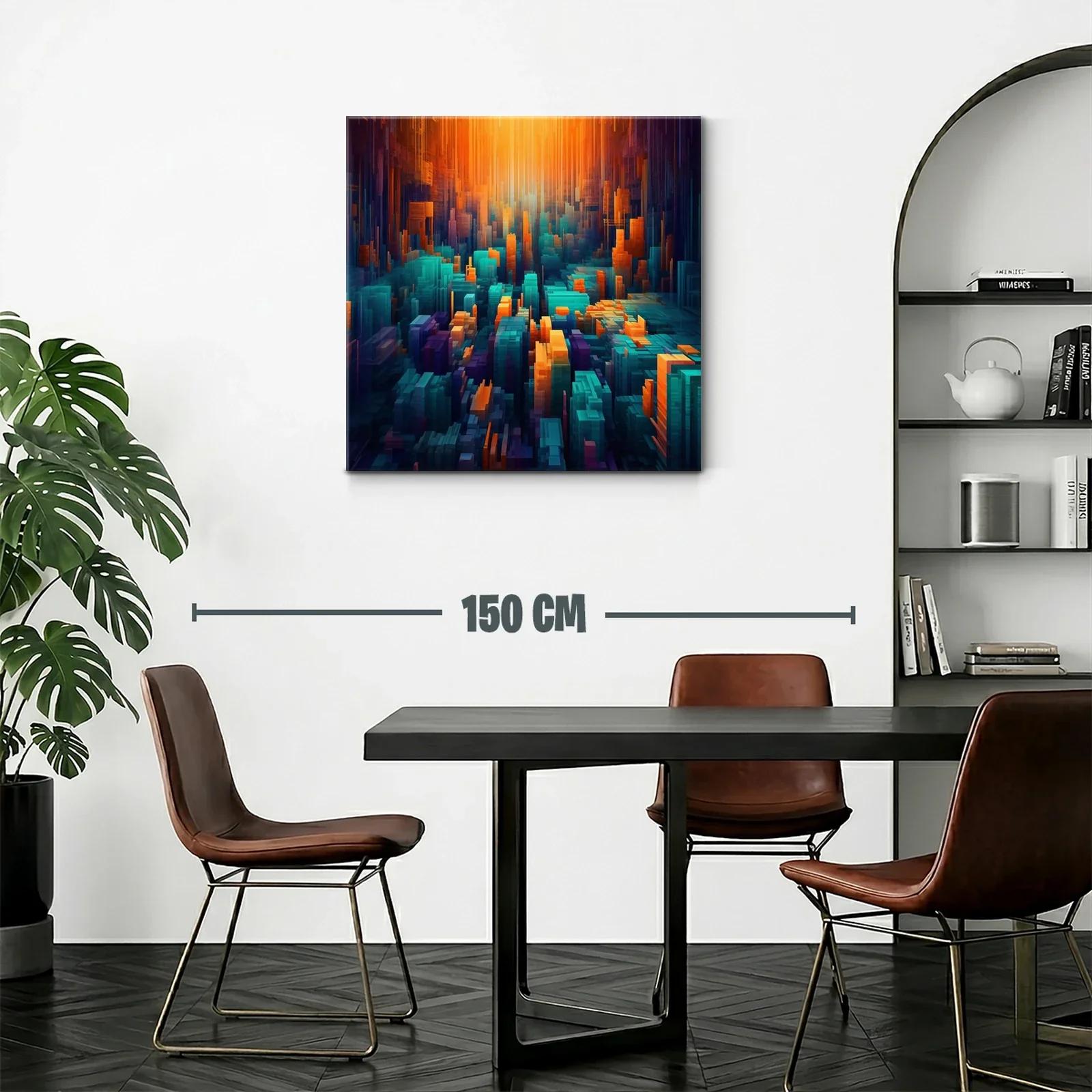 Composición abstracta en tonos cálidos y fríos vibrantes — miniatura 2