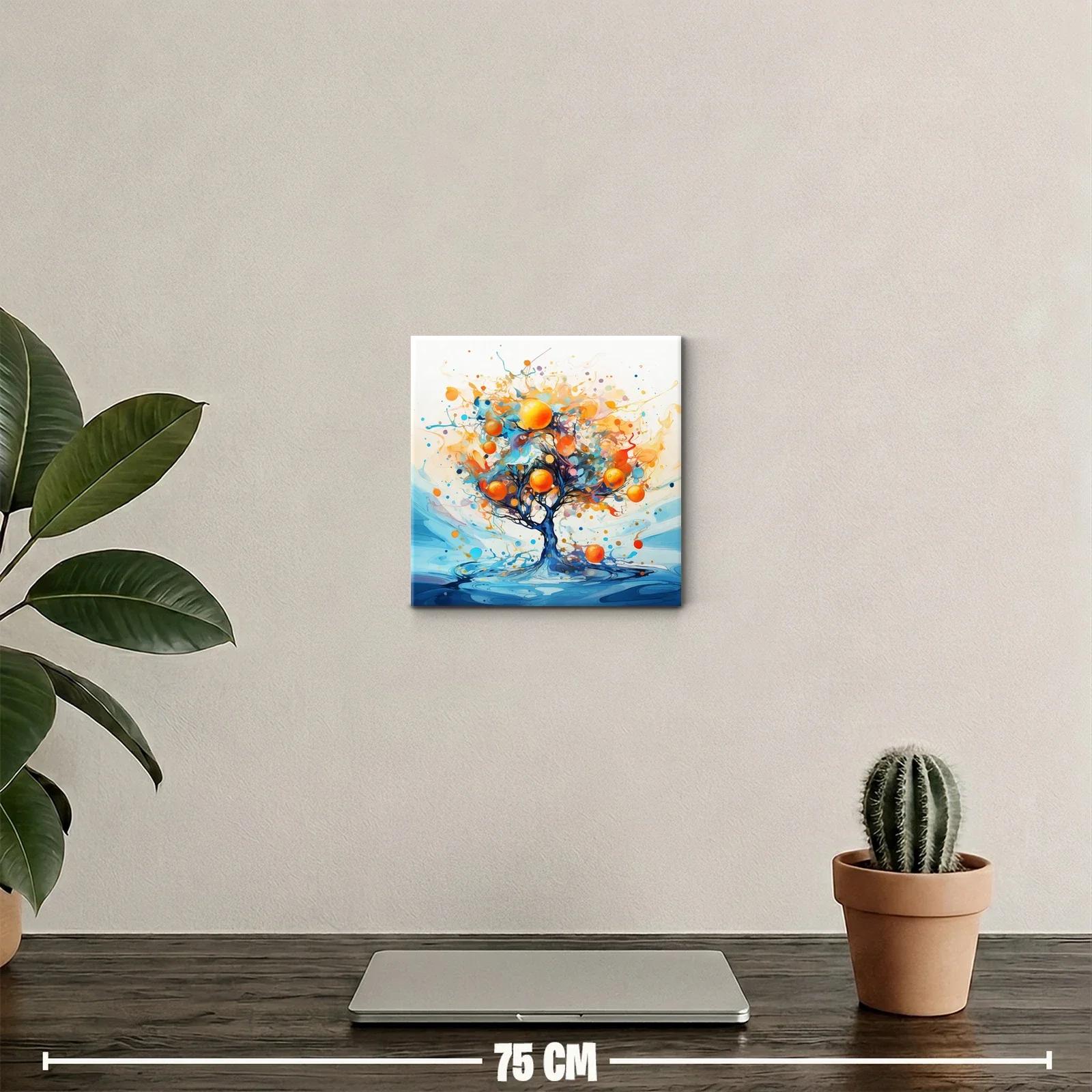 Árbol vibrante con frutos anaranjados sobre fondo azul — miniatura 2