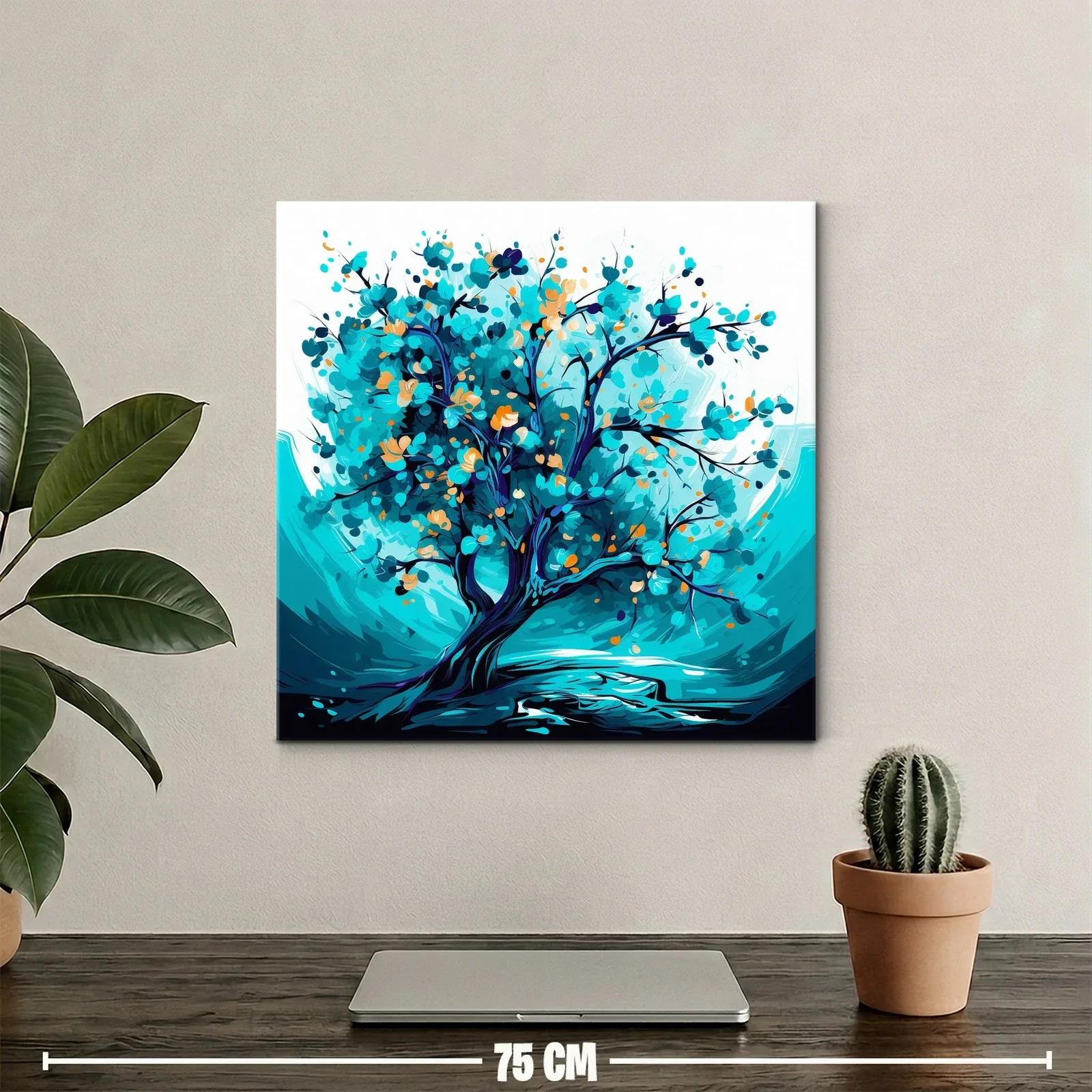 Árbol vibrante en tonos turquesa y azul profundo — miniatura 2