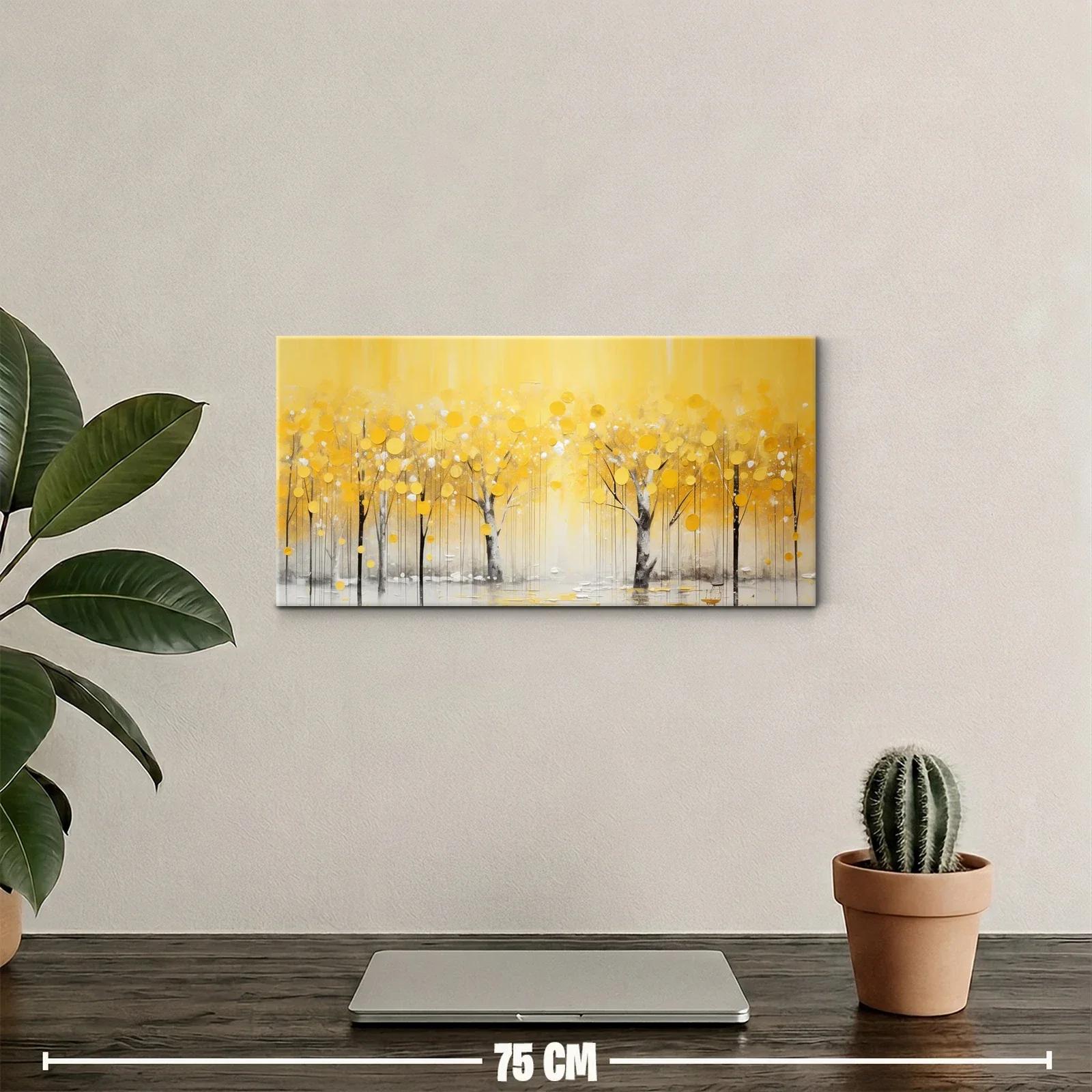 Cuadro bosque de árboles amarillos con reflejo claro — miniatura 2