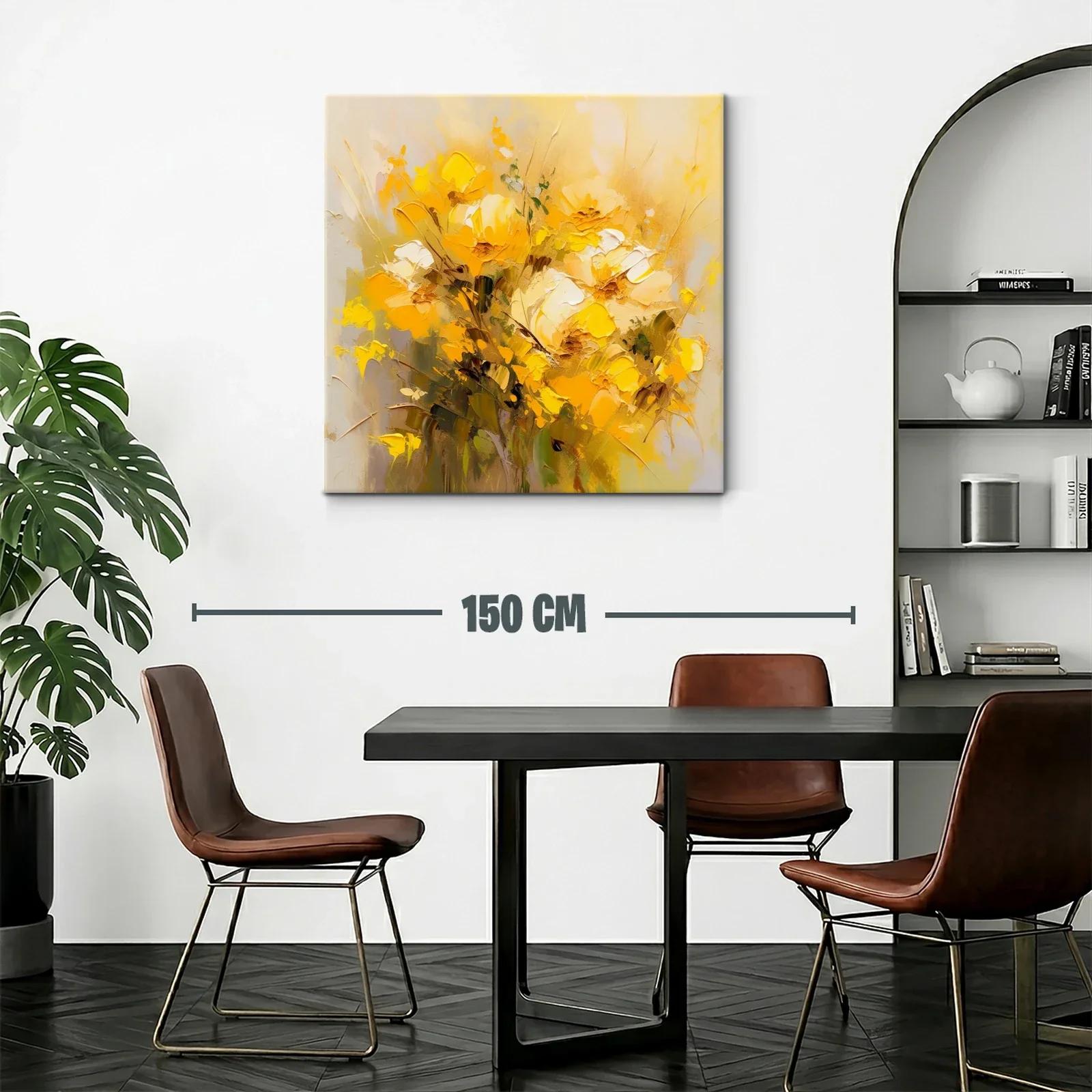Cuadro floral con bouquet vibrante en tonos amarillos y ocres — miniatura 2