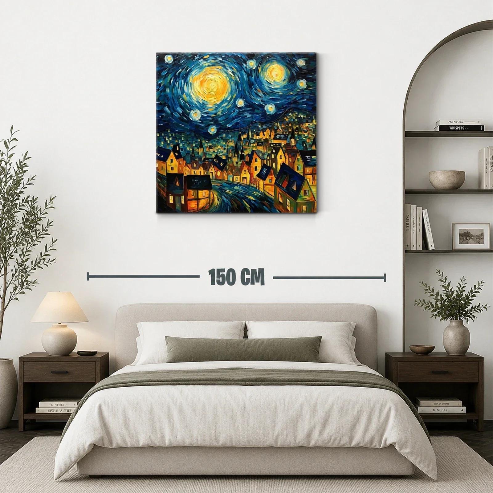 Pueblo nocturno bajo un cielo estrellado vibrante y dinámico — miniatura 3