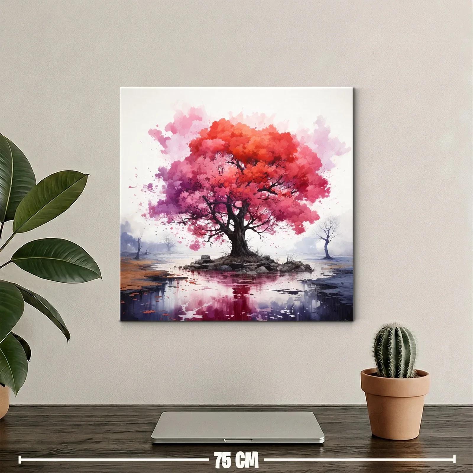 Árbol vibrante en isla reflejando tonos cálidos y fríos — miniatura 2