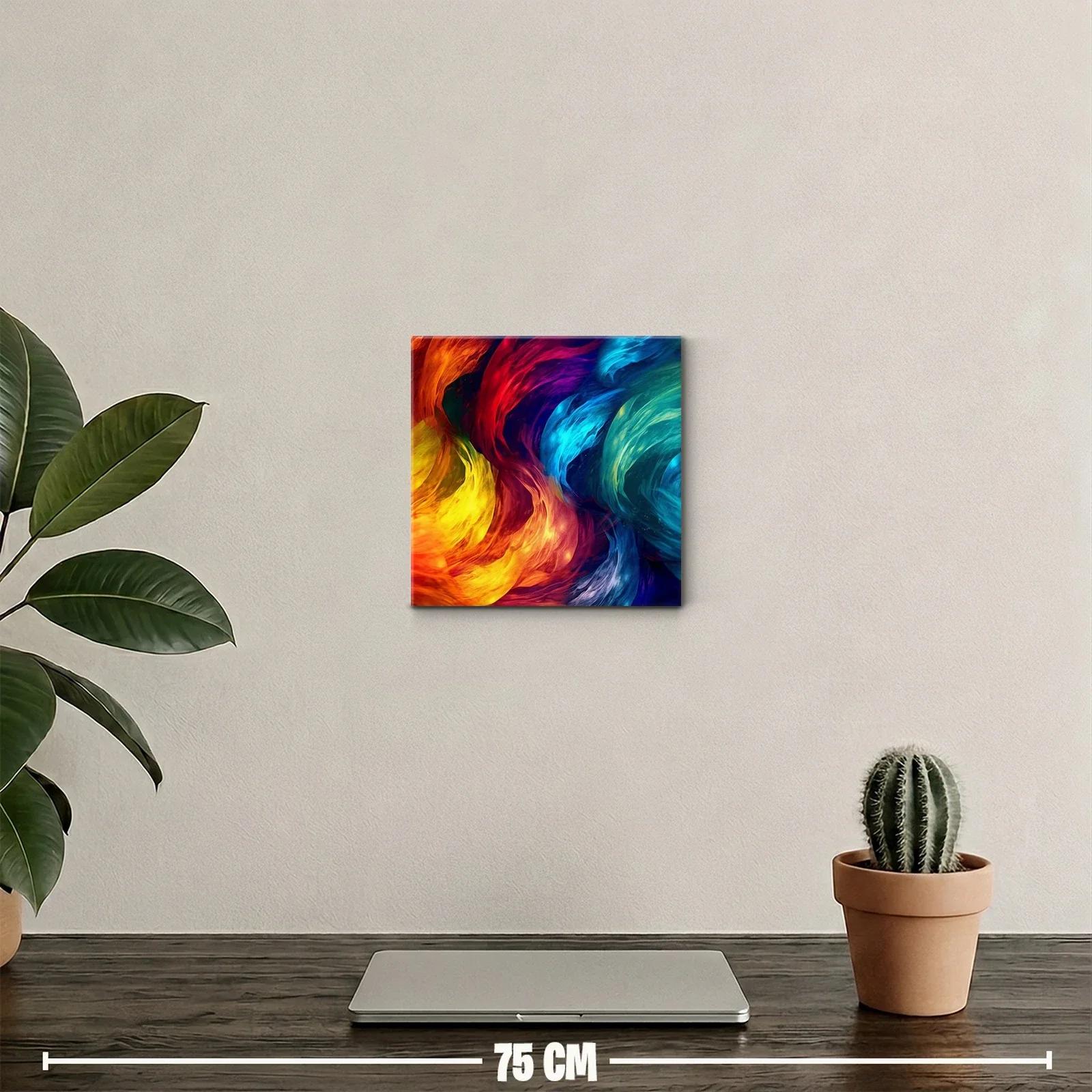 Cuadro abstracto de ondas vibrantes en colores intensos — miniatura 2