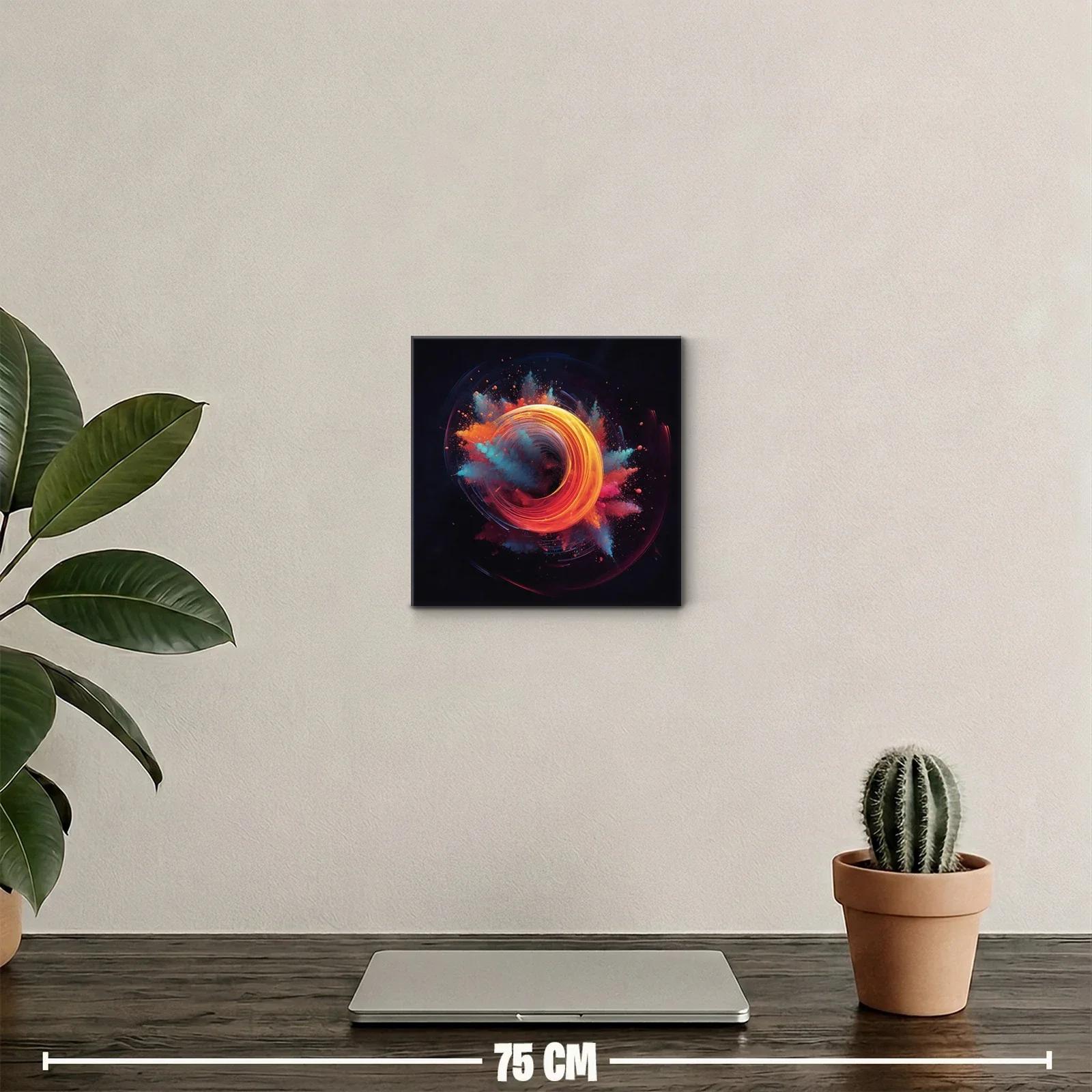 Cuadro Abstracto con Explosión de Colores y Movimiento Circular — miniatura 2
