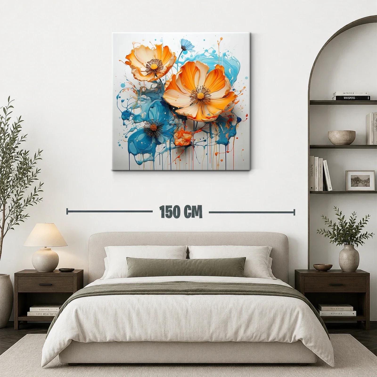 Flores vibrantes en tonos naranjas y azules dinámicos — miniatura 3