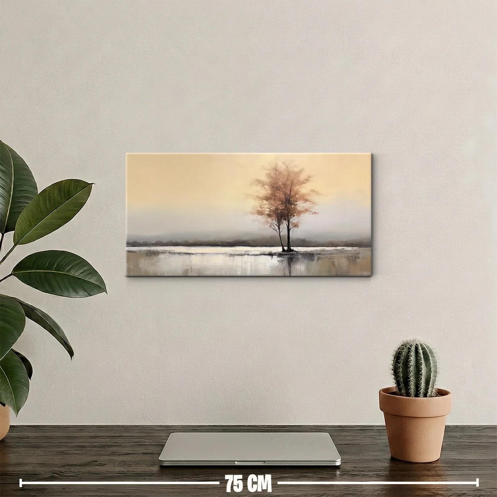 Cuadro árbol solitario junto al agua con reflejos suaves — miniatura 2