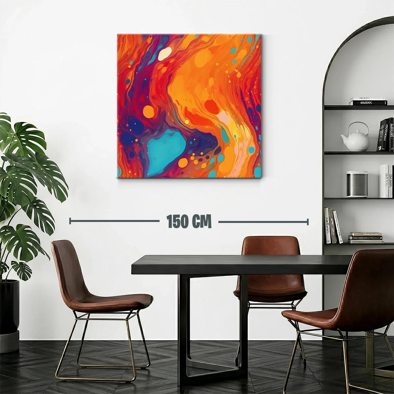 Cuadro abstracto en vibrantes tonos cálidos y fríos mezclados — miniatura 2