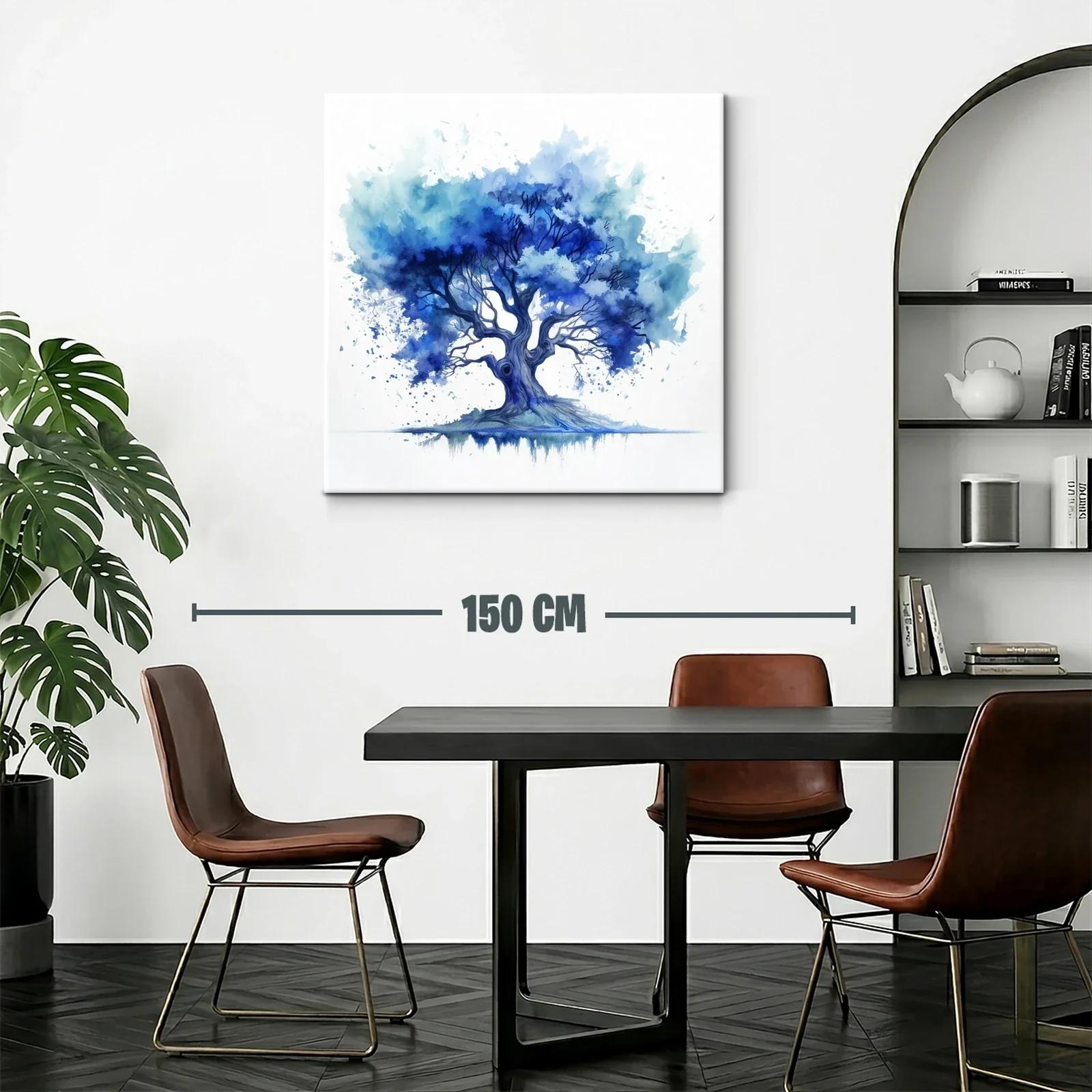 Árbol en tonos azules con estilo acuarela moderno — miniatura 2