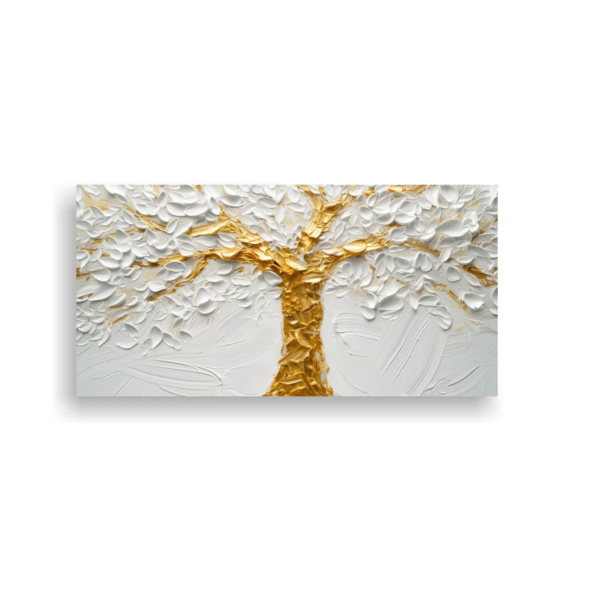 Cuadro Árbol de la Vida con hojas blancas en relieve — imagen principal