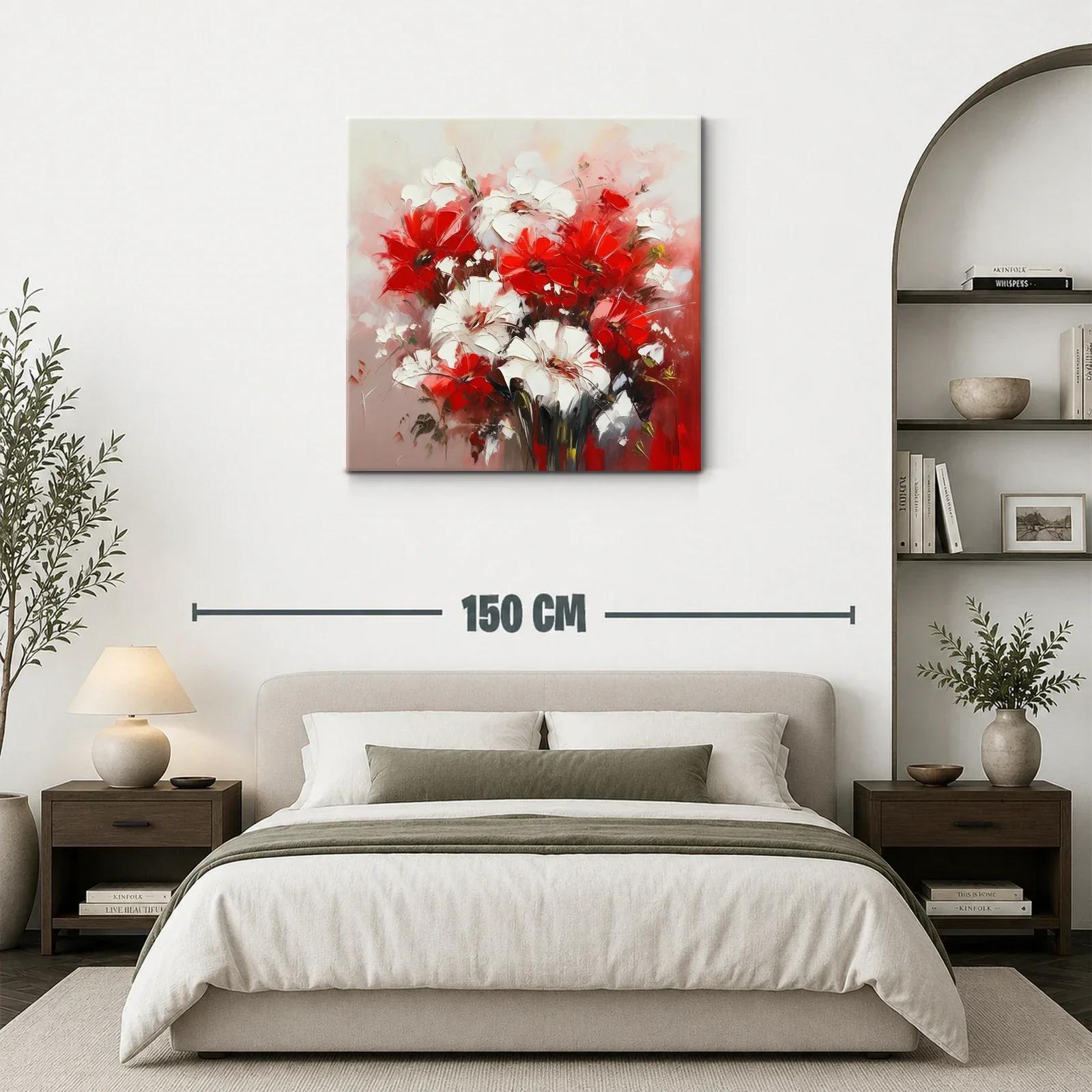 Flores vibrantes en rojo y blanco con fondo suave — miniatura 3