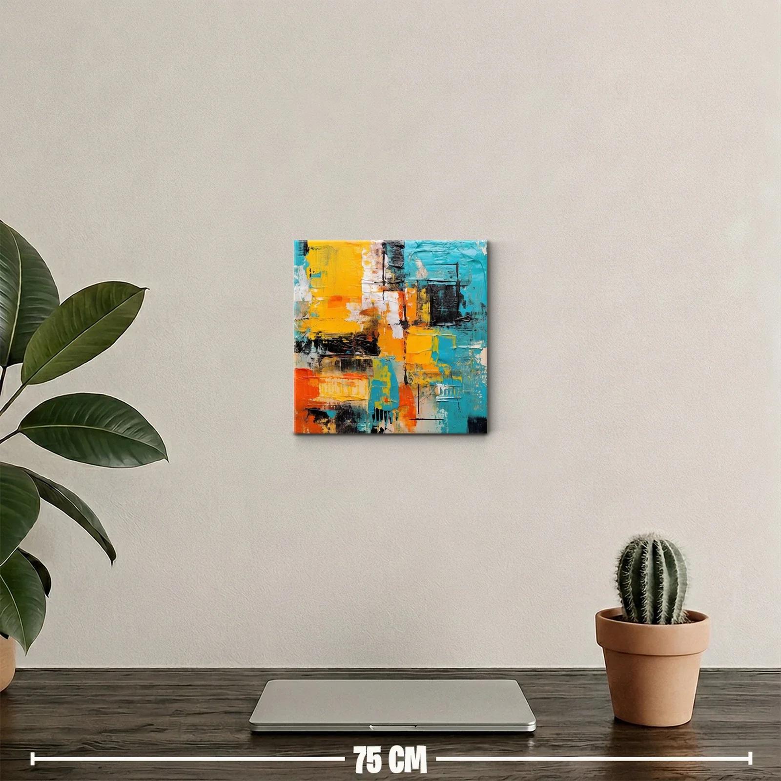 Cuadro abstracto con vibrantes tonos amarillos y azules — miniatura 2