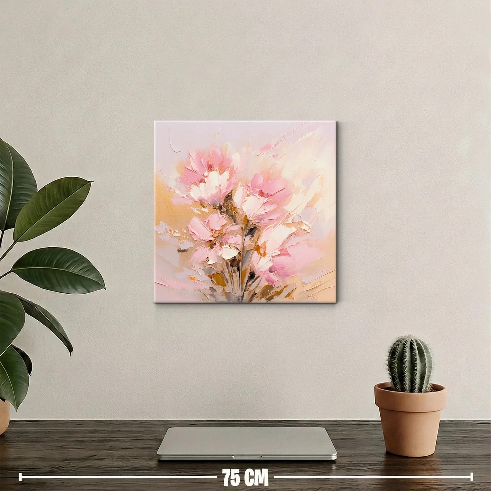 Flores abstractas en suave tonalidad rosa y beige — miniatura 2