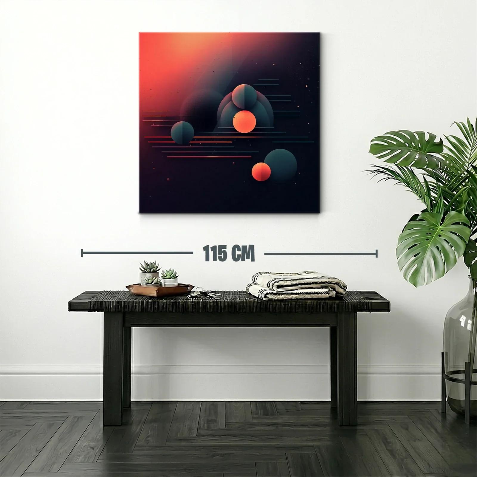 Composición abstracta con esferas y líneas en tonos cálidos — miniatura 2