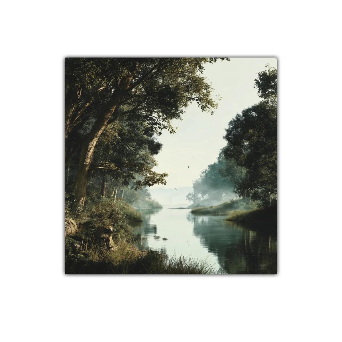 Paisaje sereno con río y árboles frondosos — miniatura 1