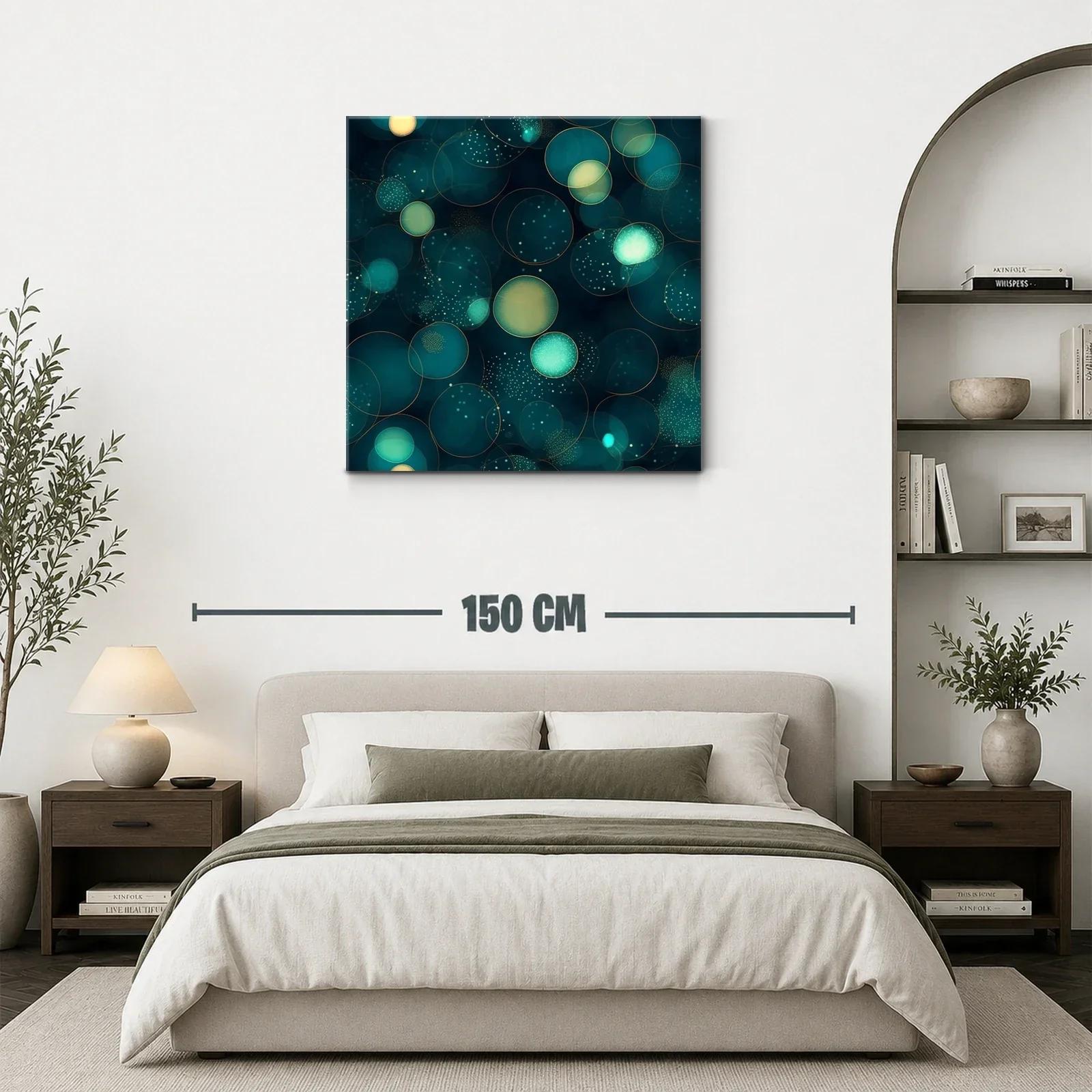 Composición abstracta de círculos brillantes en tonos azul y verde — miniatura 3