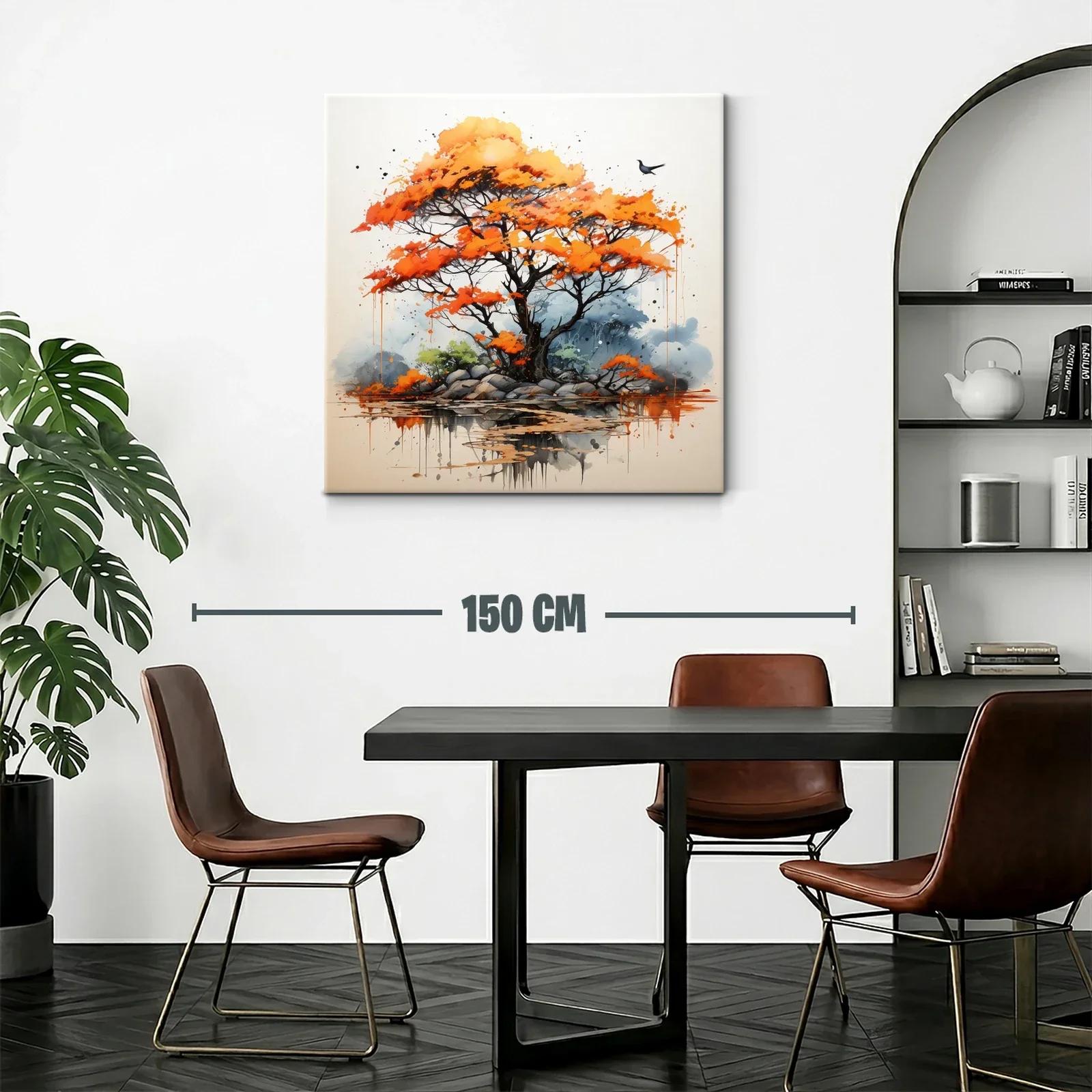 Árbol en otoño con tonos cálidos y reflejos de agua — miniatura 2