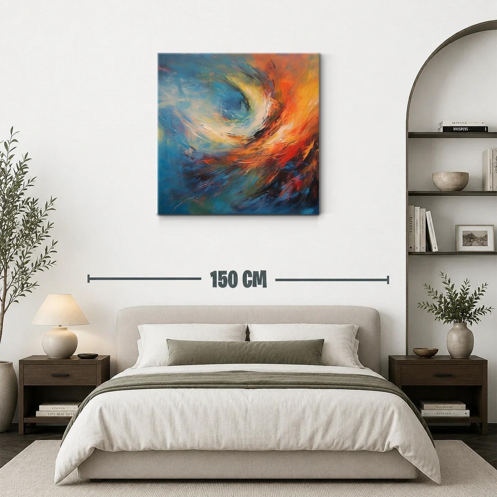 Arte abstracto en tonos azules y cálidos vibrantes — miniatura 3