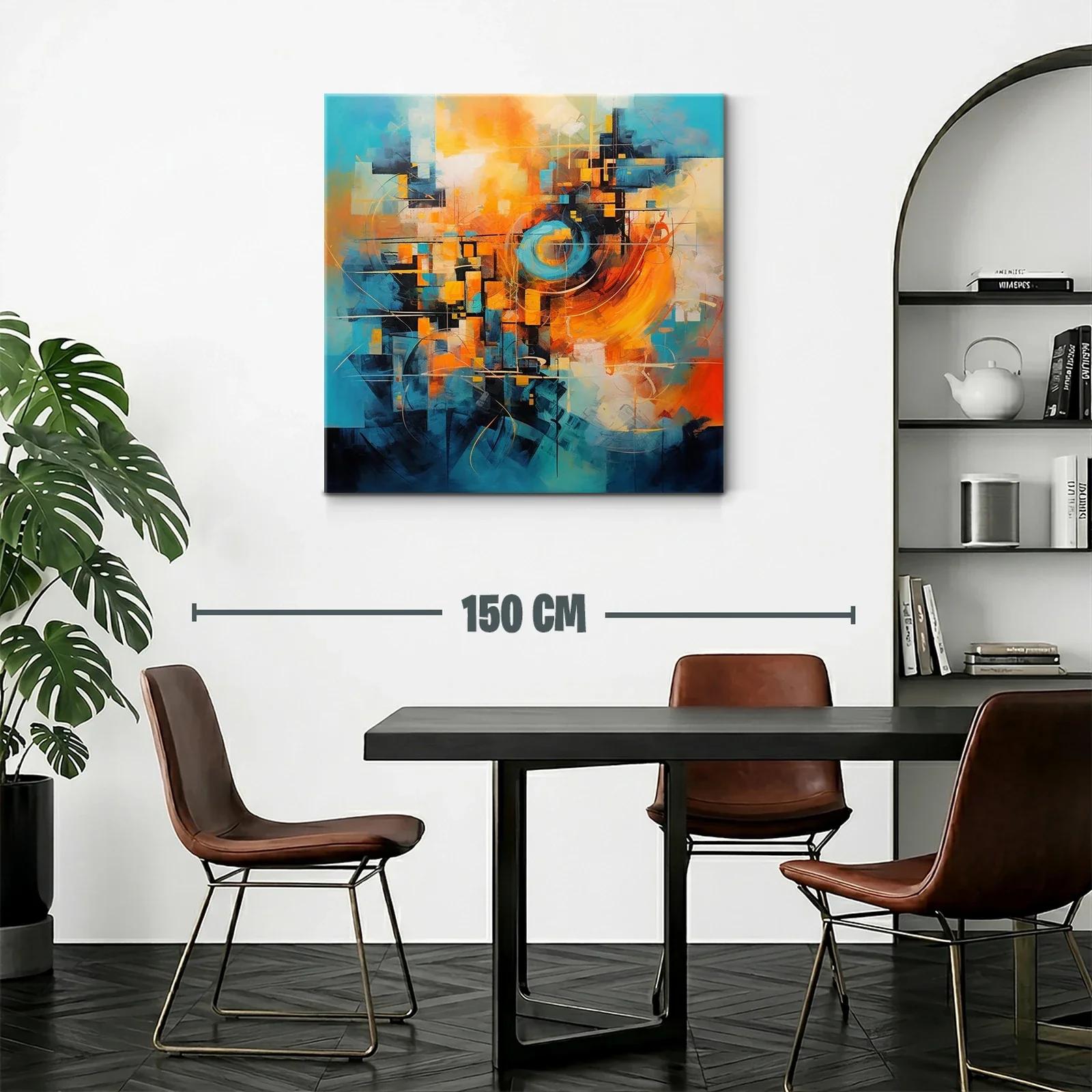 Composición abstracta vibrante en tonos azul y naranja — miniatura 2