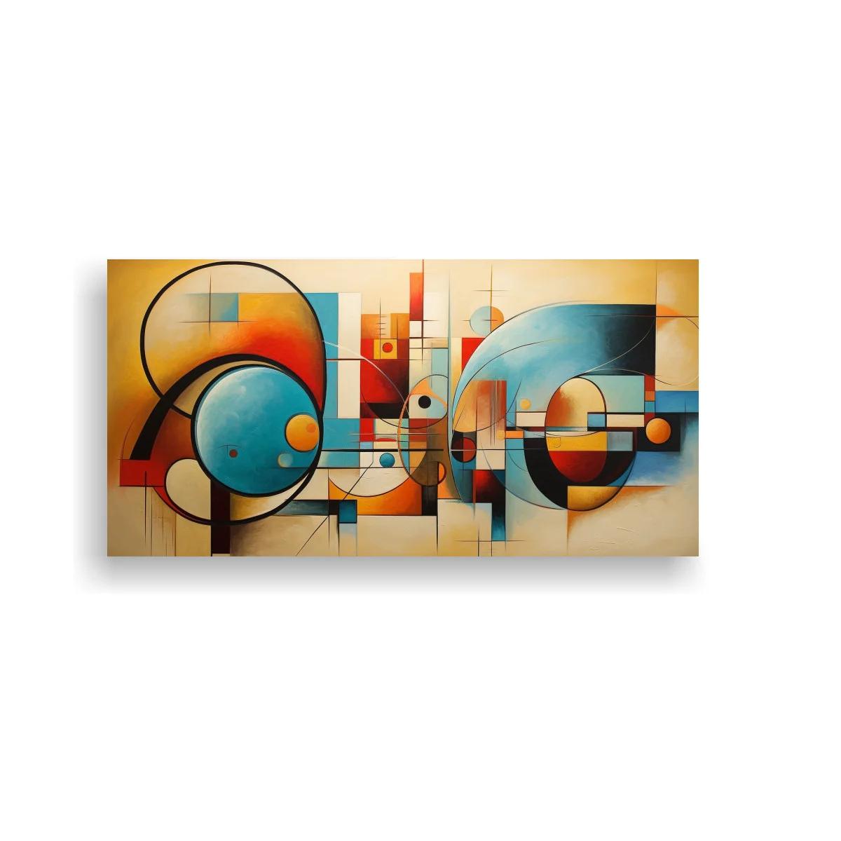 Cuadro composición geométrica abstracta con discos naranjas — imagen principal