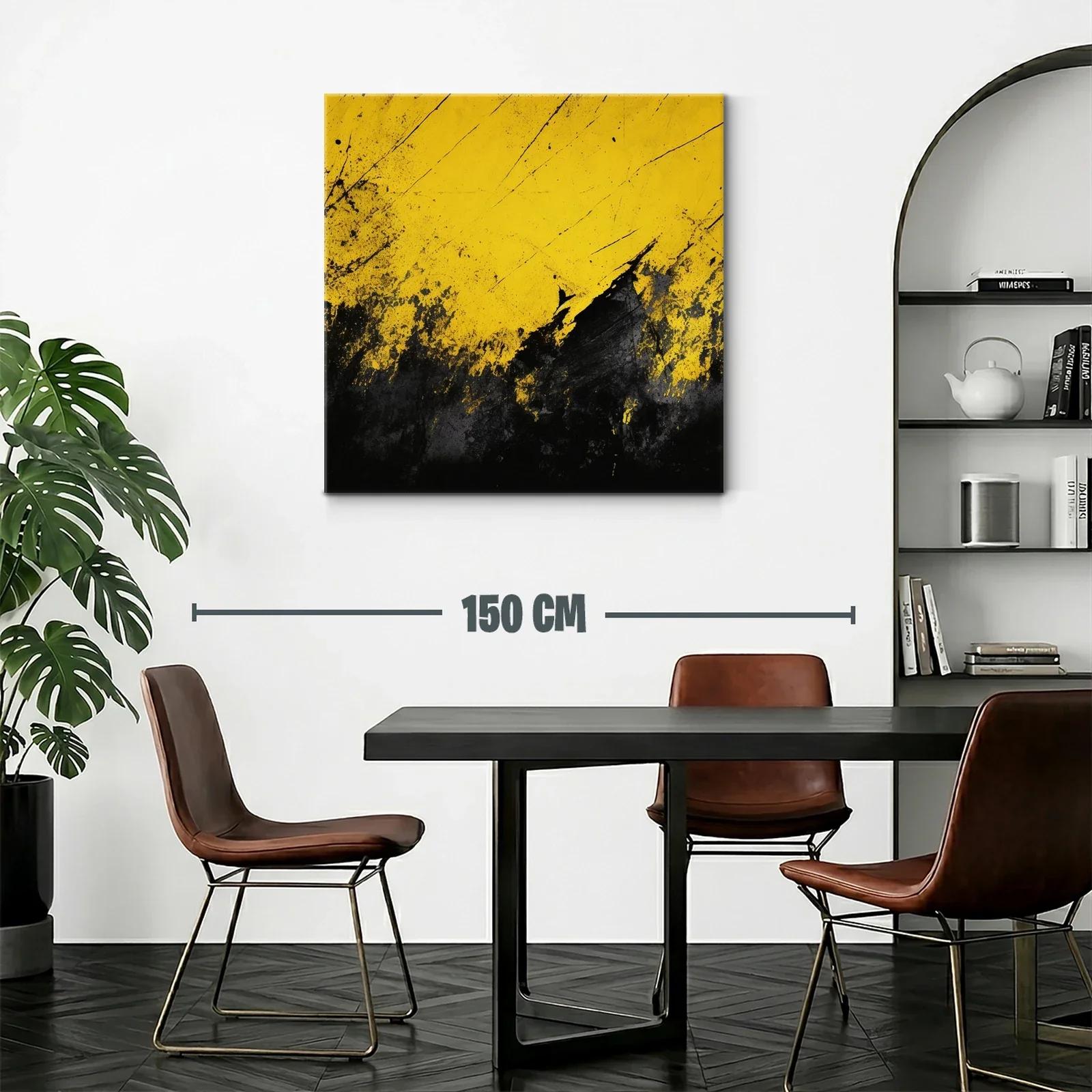 Cuadro abstracto con explosión en tonos amarillos y negros — miniatura 2