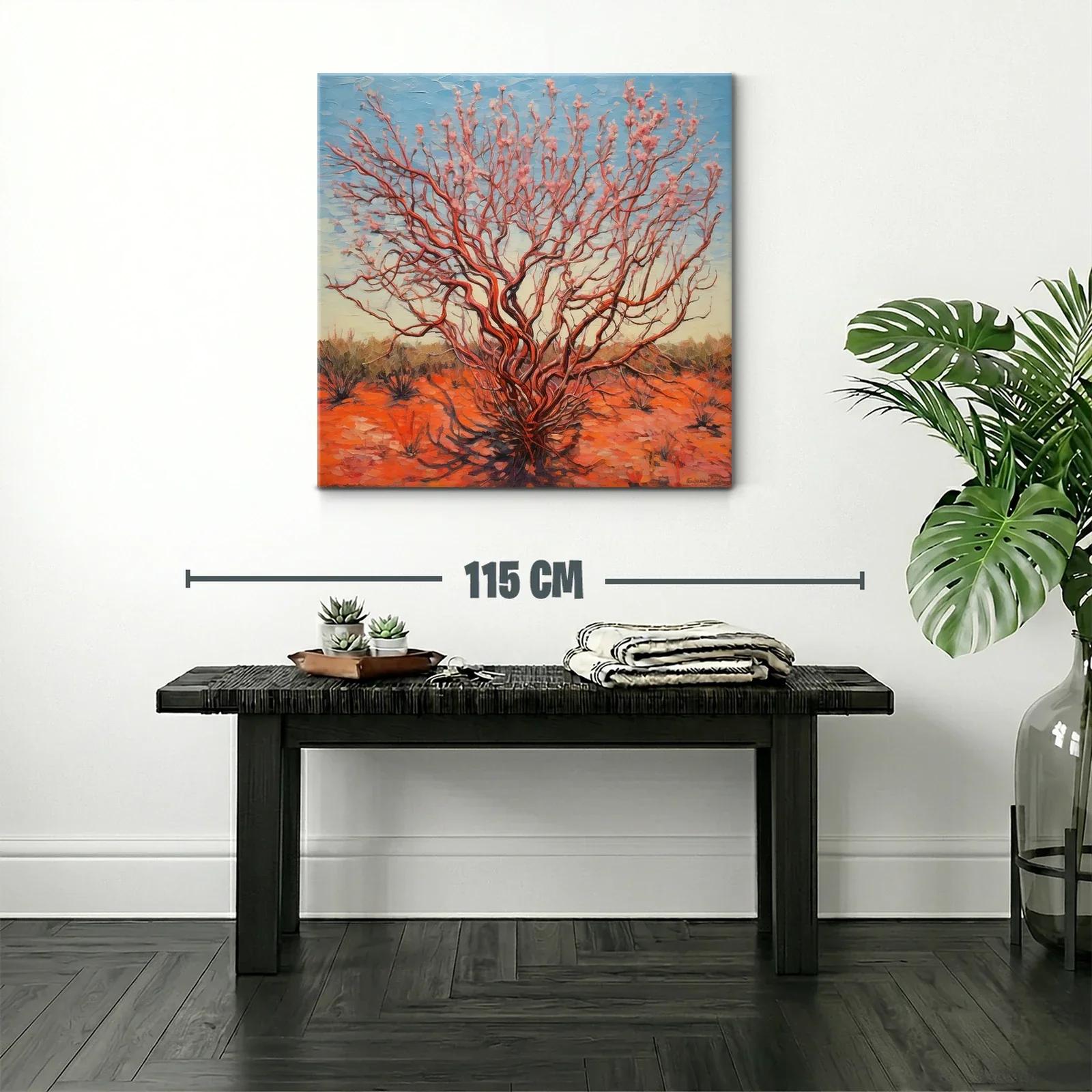 Árbol florido en paisaje desértico al atardecer — miniatura 2