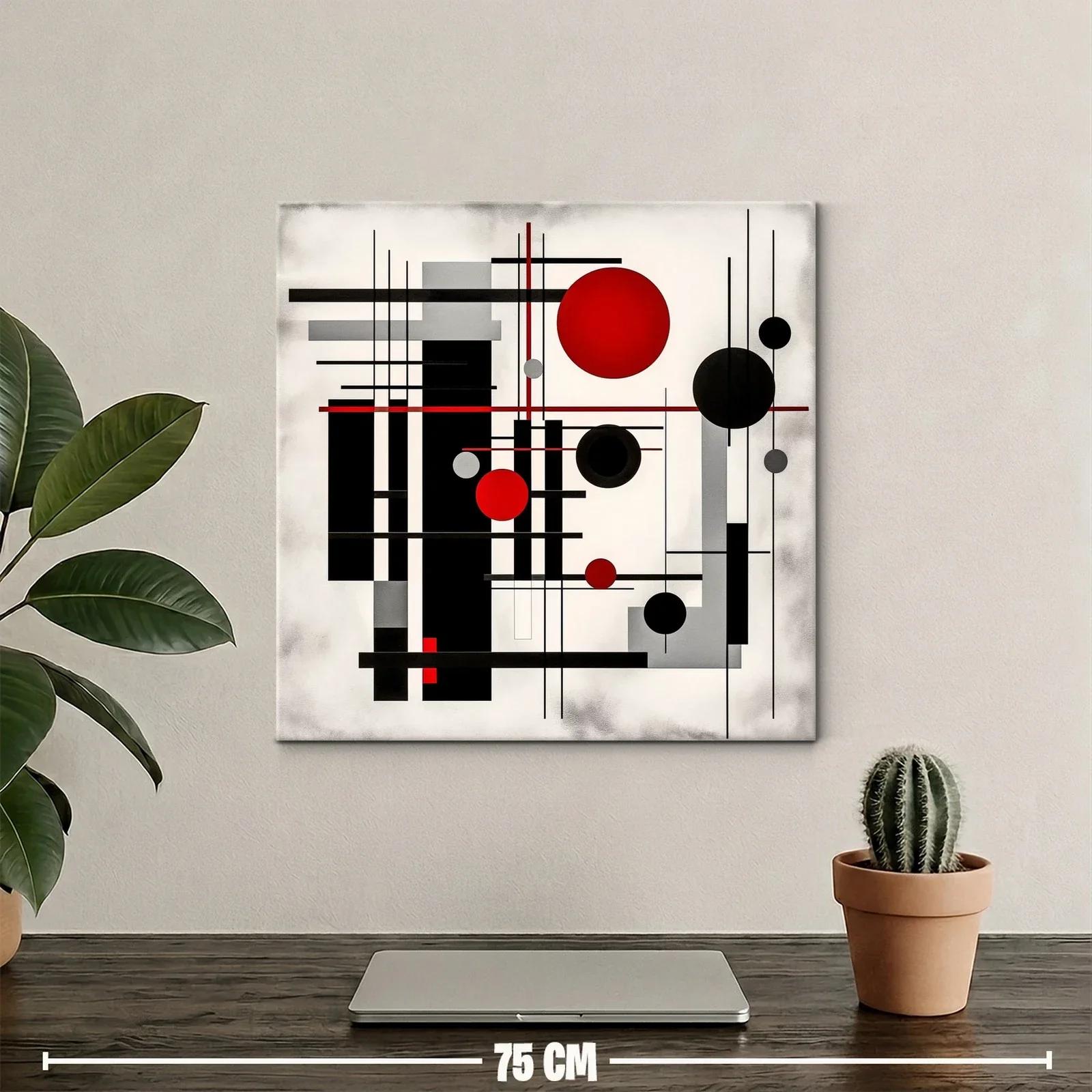 Composición geométrica con círculos y líneas rojas negras y grises — miniatura 2