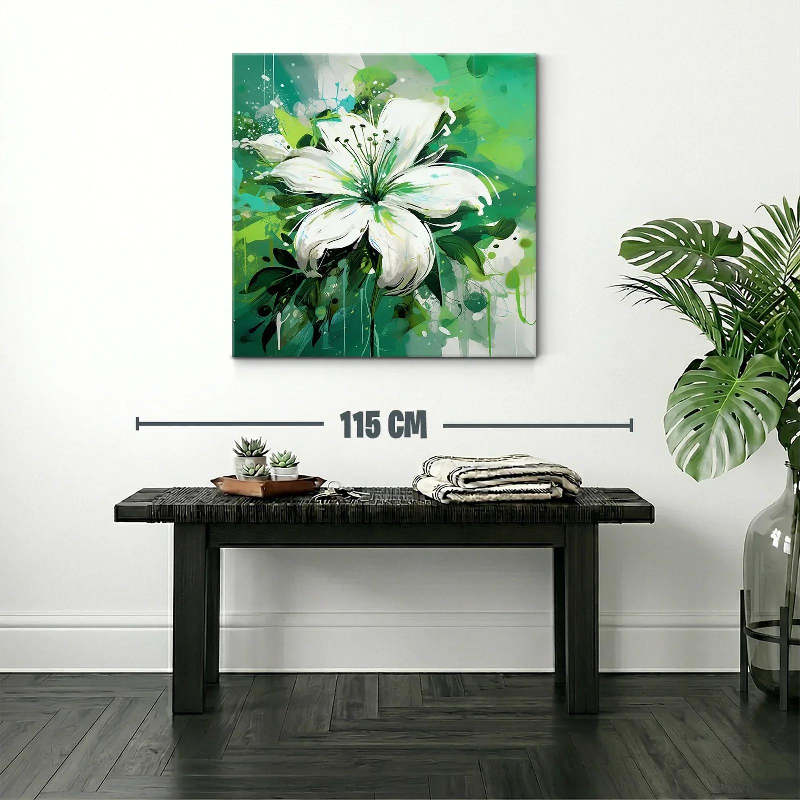Imponente flor blanca sobre fondo verde vibrante — miniatura 2