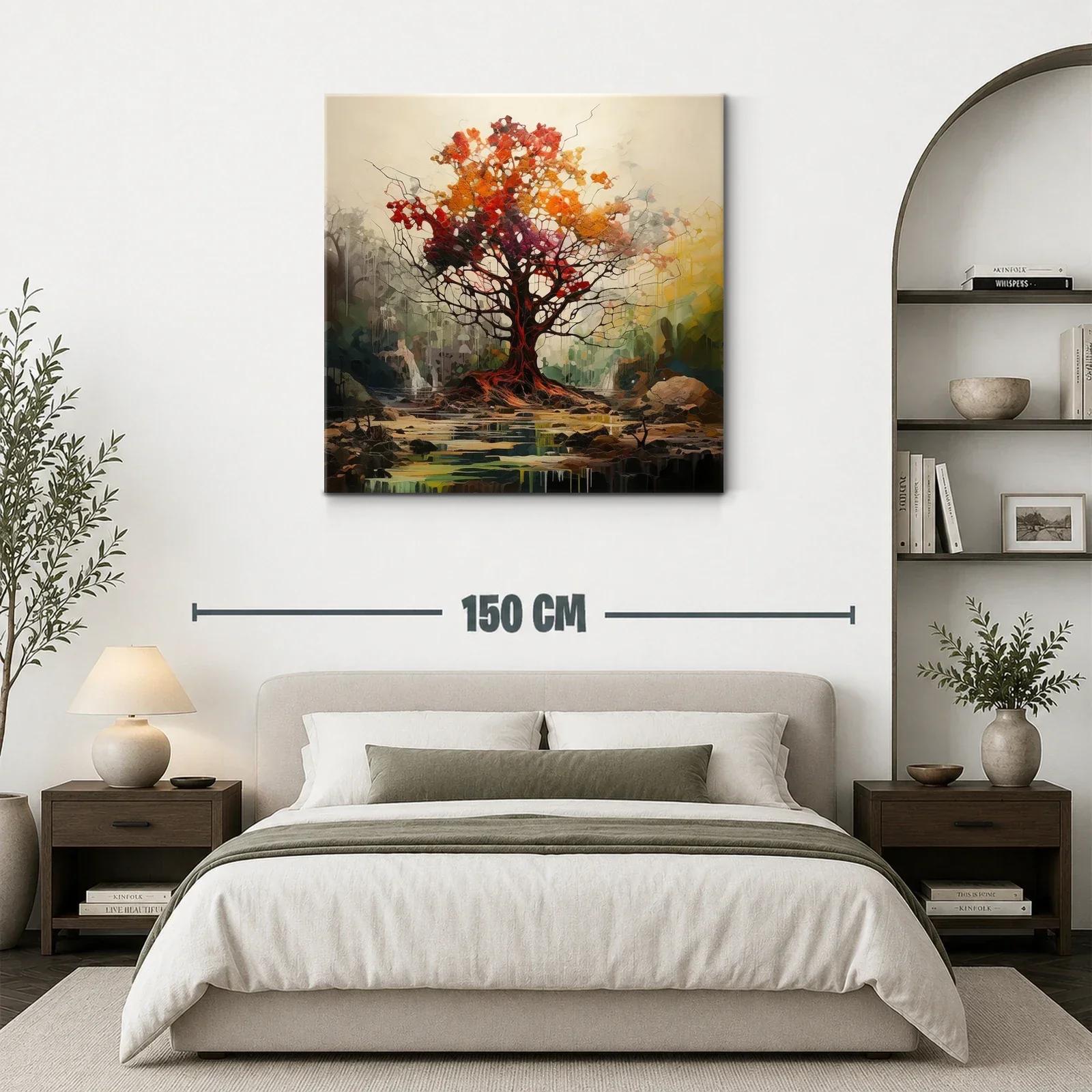 Árbol vibrante con tonos otoñales en paisaje sereno — miniatura 3