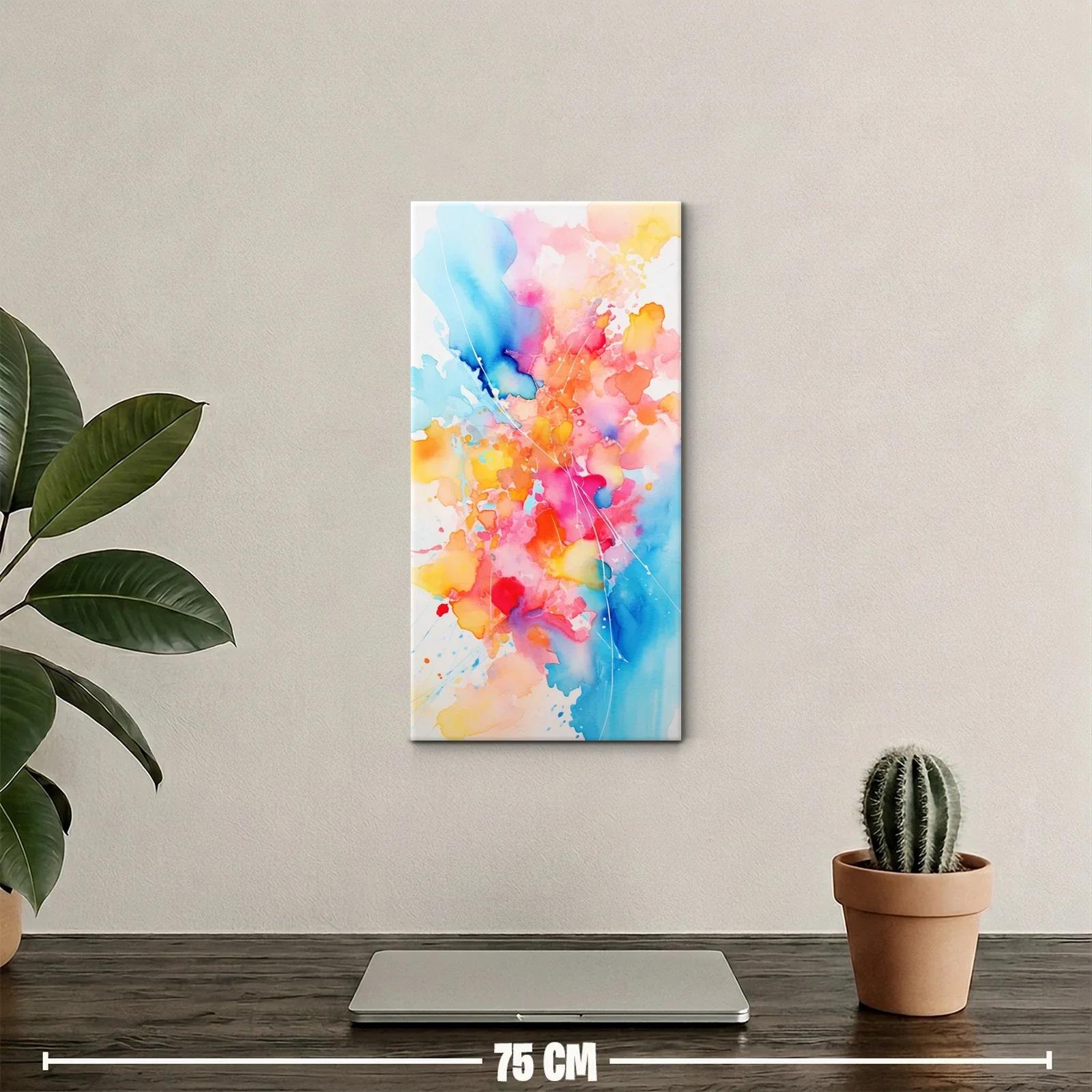 Cuadro abstracto de acuarela en aguamarina rosa y coral — miniatura 2