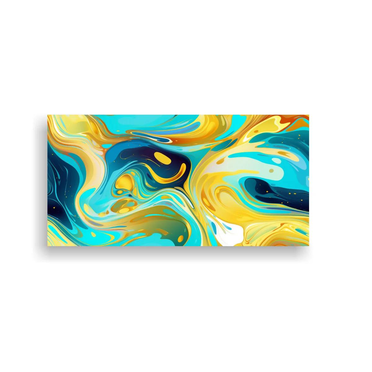 Cuadro remolino de pintura fluida en cian y aguamarina — imagen principal