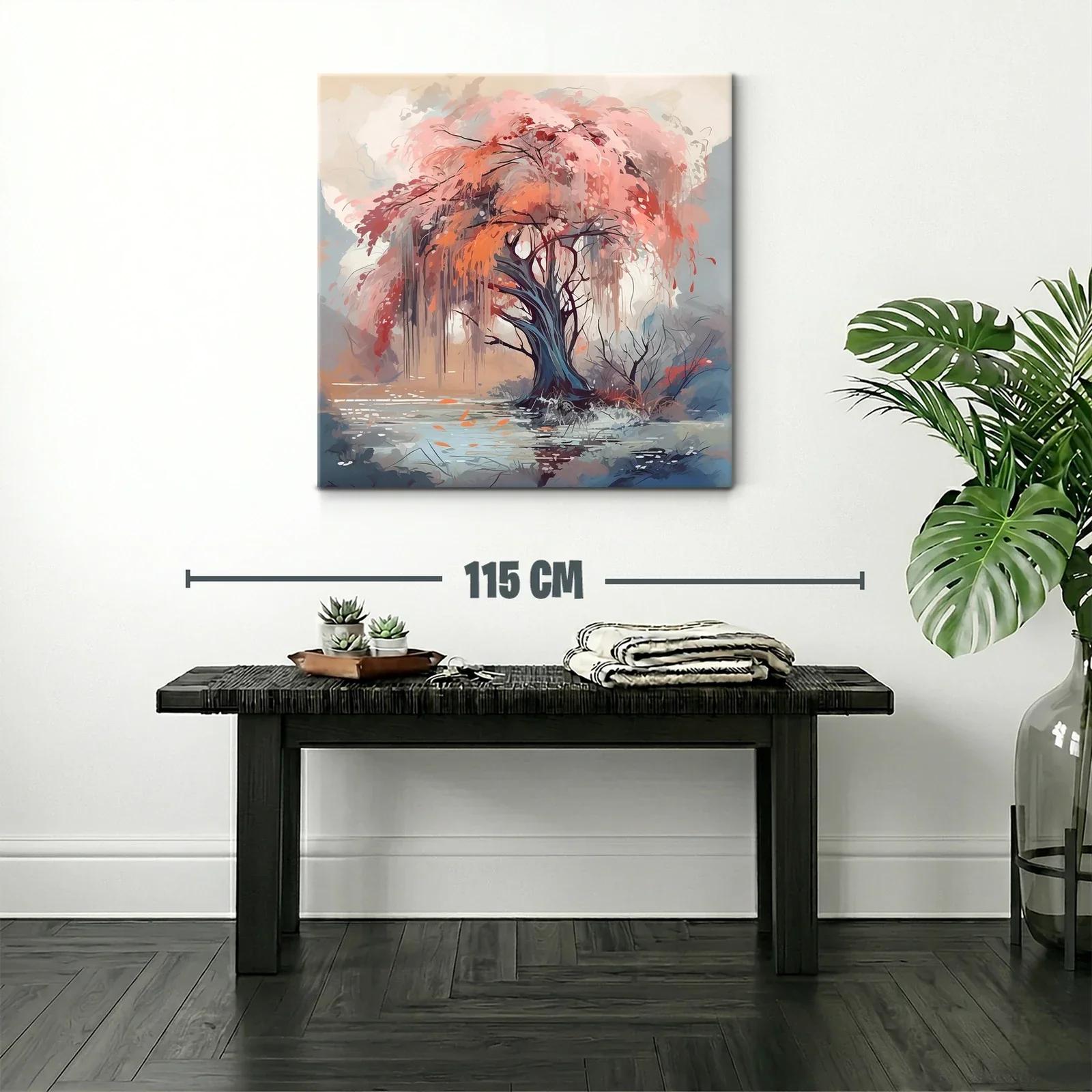 Árbol vibrante en paisaje de tonos cálidos y suaves — miniatura 2