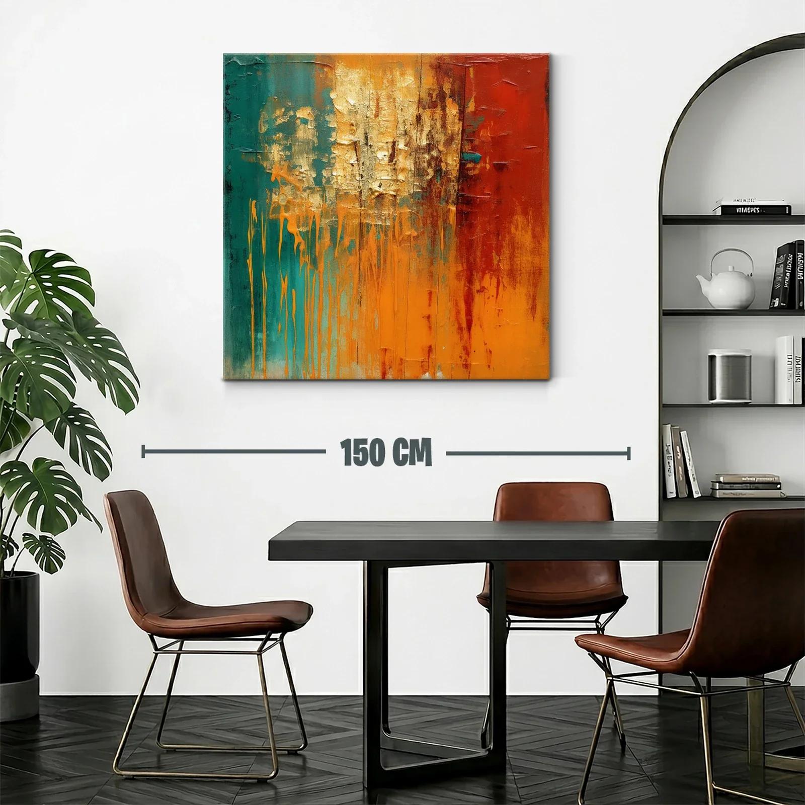Cuadro abstracto con tonos cálidos y texturas fuertes — miniatura 2