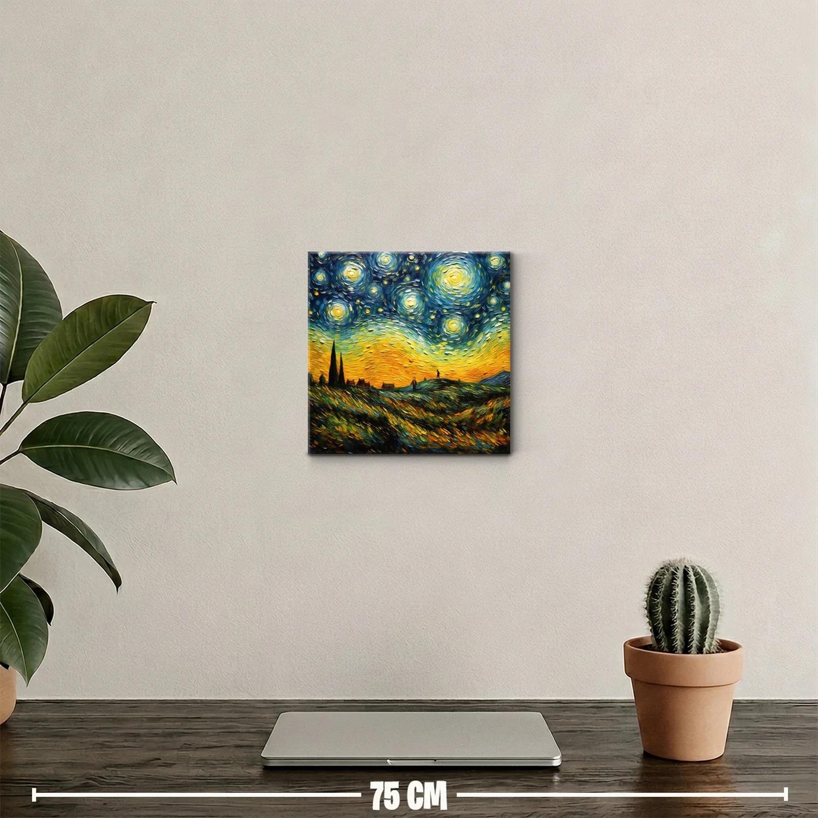 Cielo estrellado con paisaje y figuras en colores vibrantes — miniatura 2