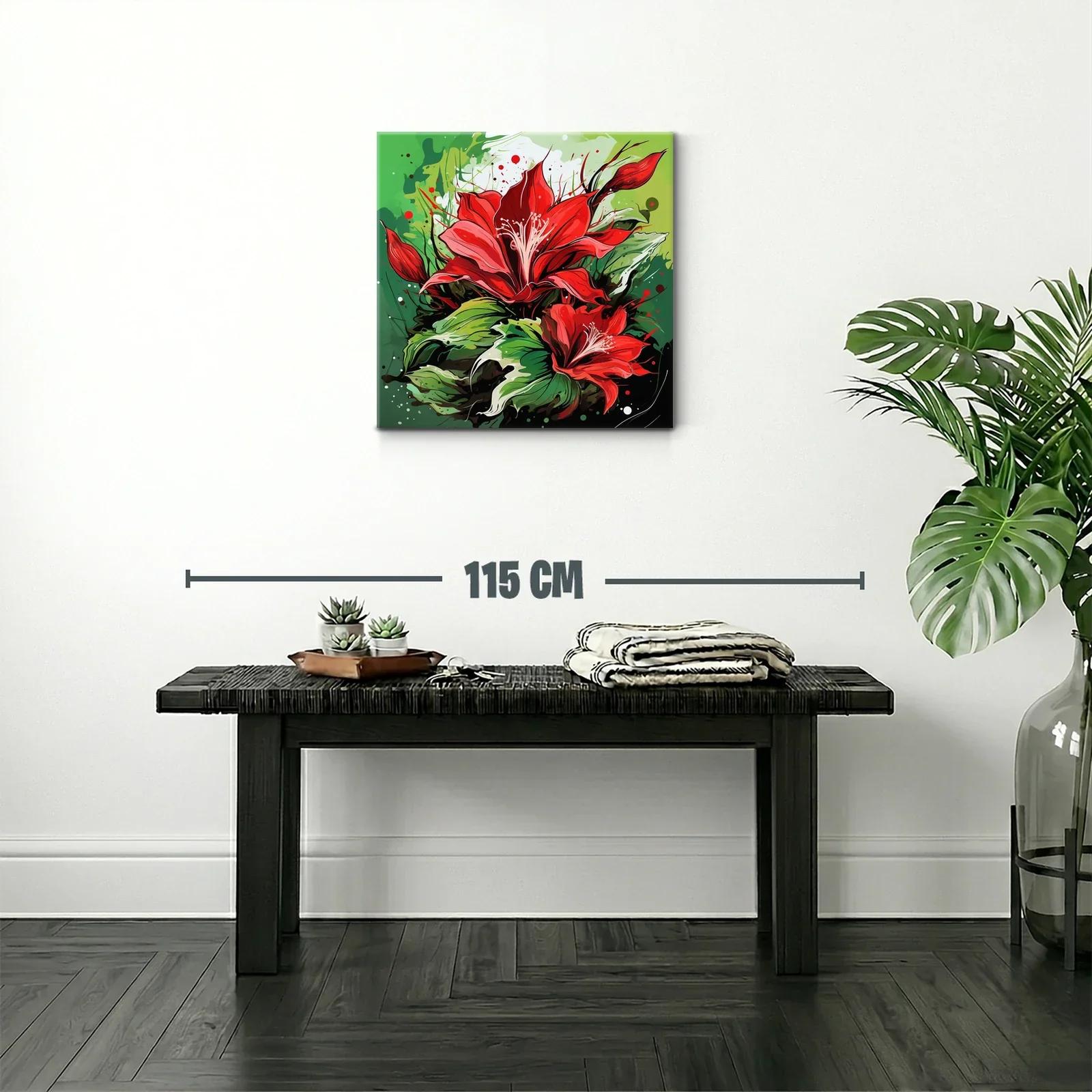 Flor roja vibrante con hojas verdes en contraste — miniatura 2