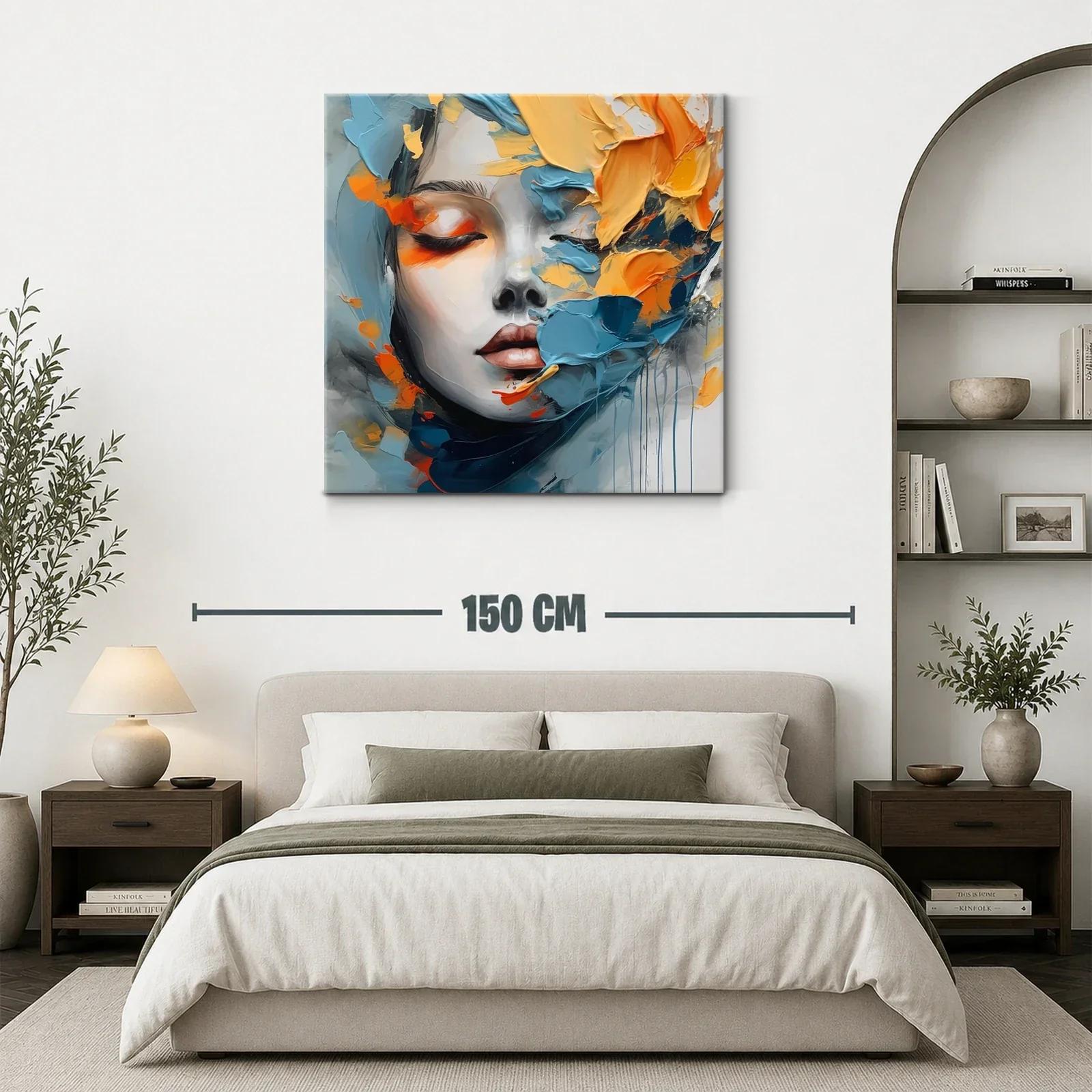 Retrato abstracto femenino con vibrantes tonos azul y naranja — miniatura 3