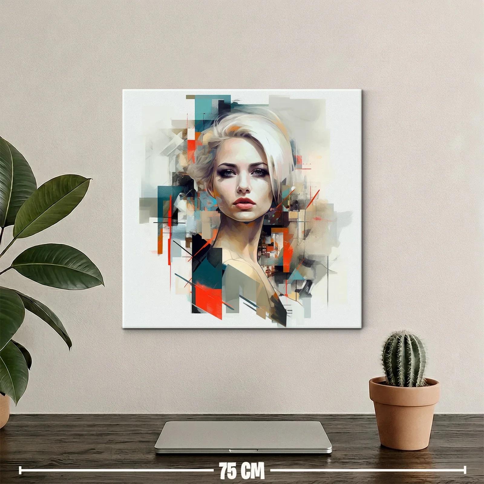 Retrato contemporáneo de mujer con toques abstractos vibrantes — miniatura 2