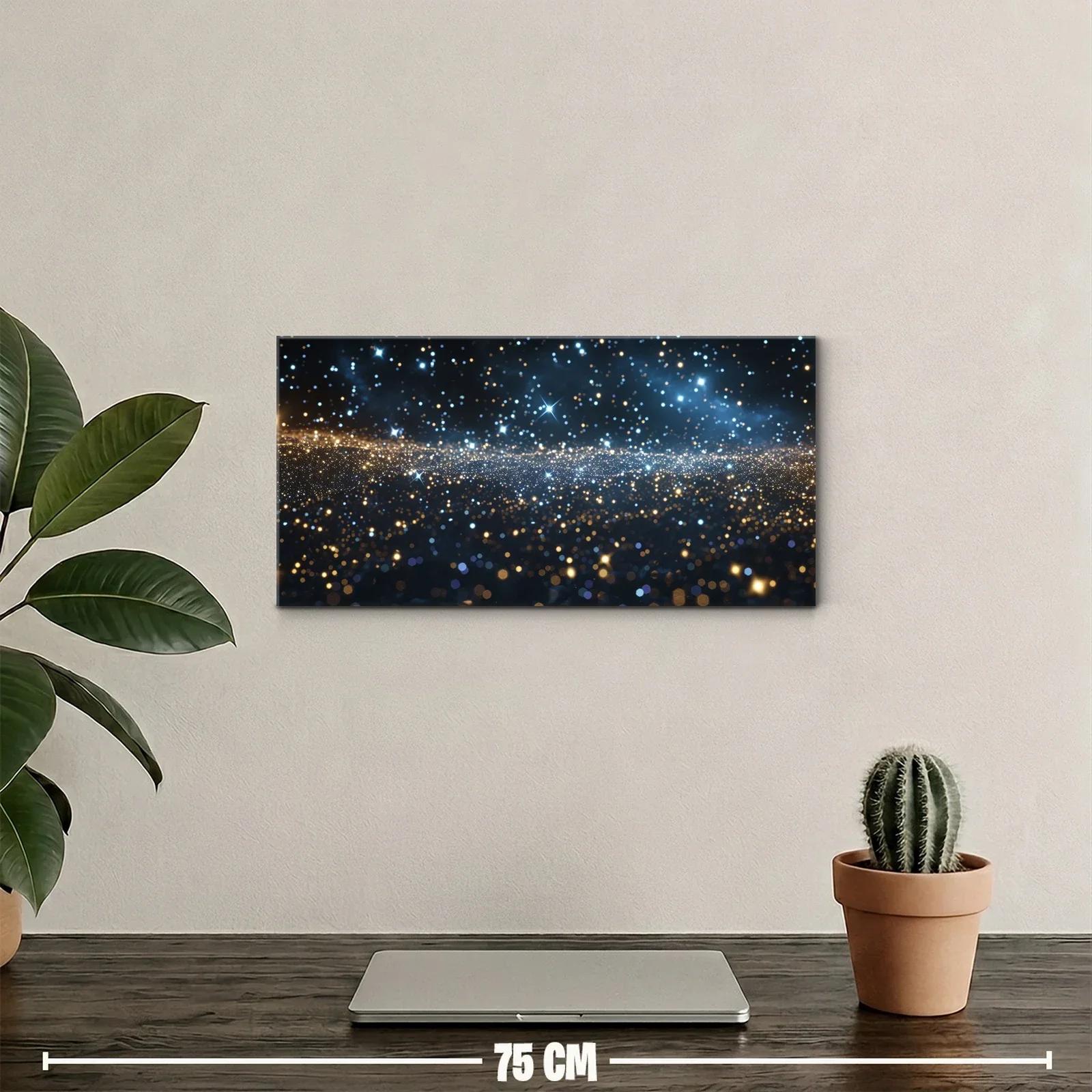 Cuadro cielo estrellado abstracto con franja luminosa — miniatura 2